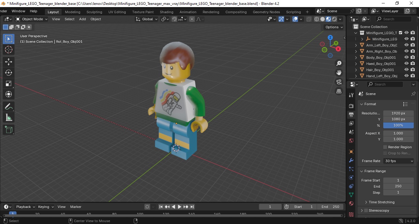 Minifigure LEGO Teenager 3D model