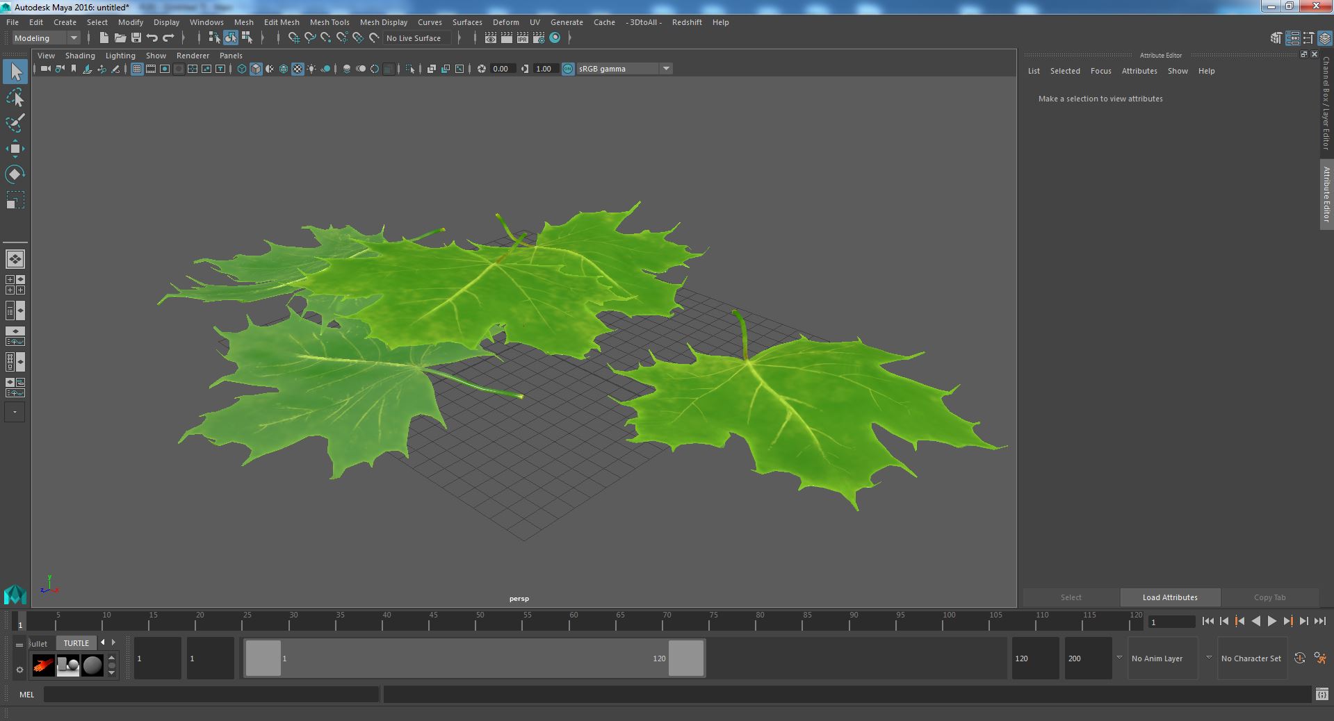 3D Green Maple Leaves model
