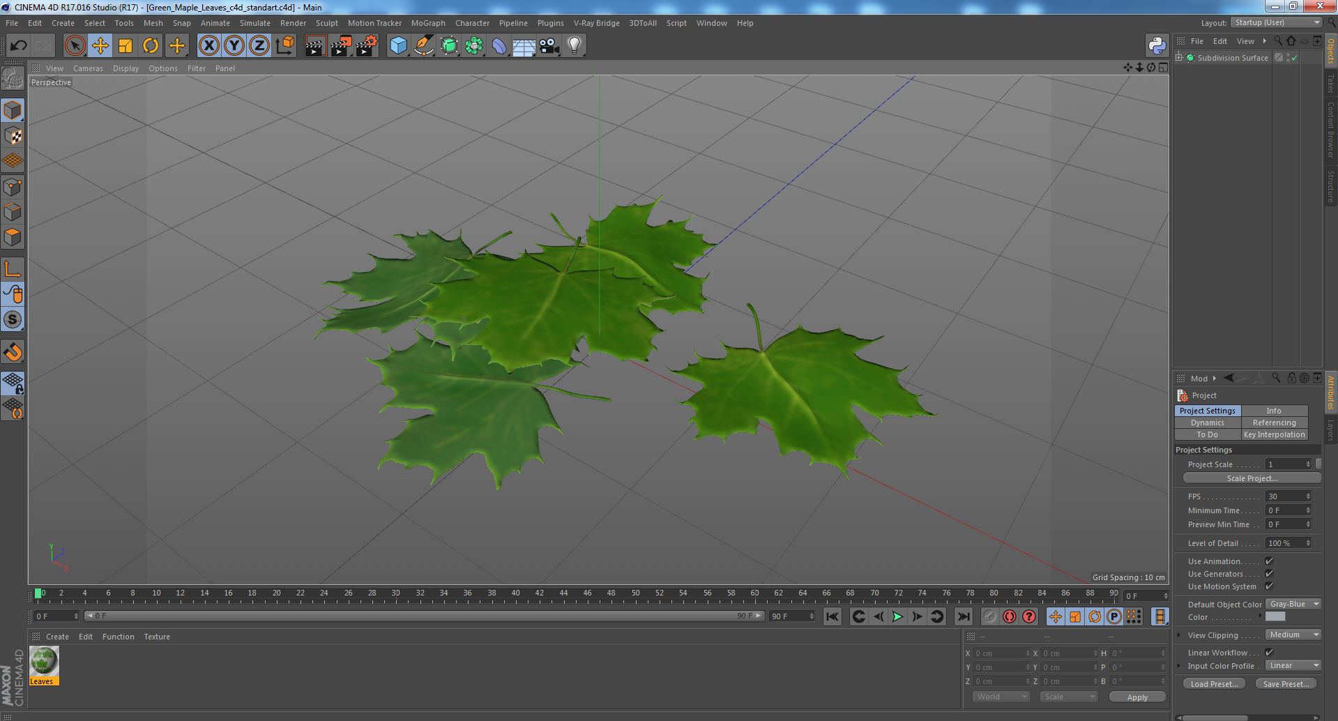 3D Green Maple Leaves model