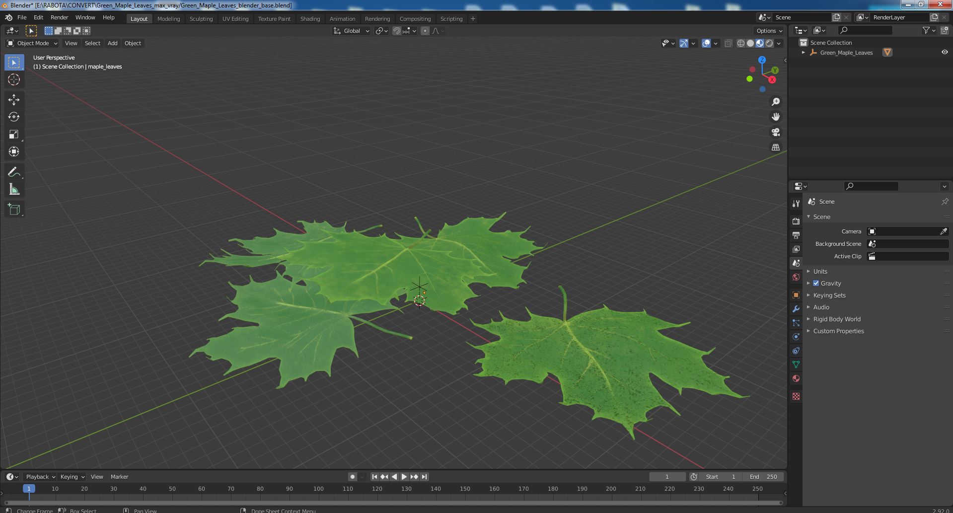 3D Green Maple Leaves model