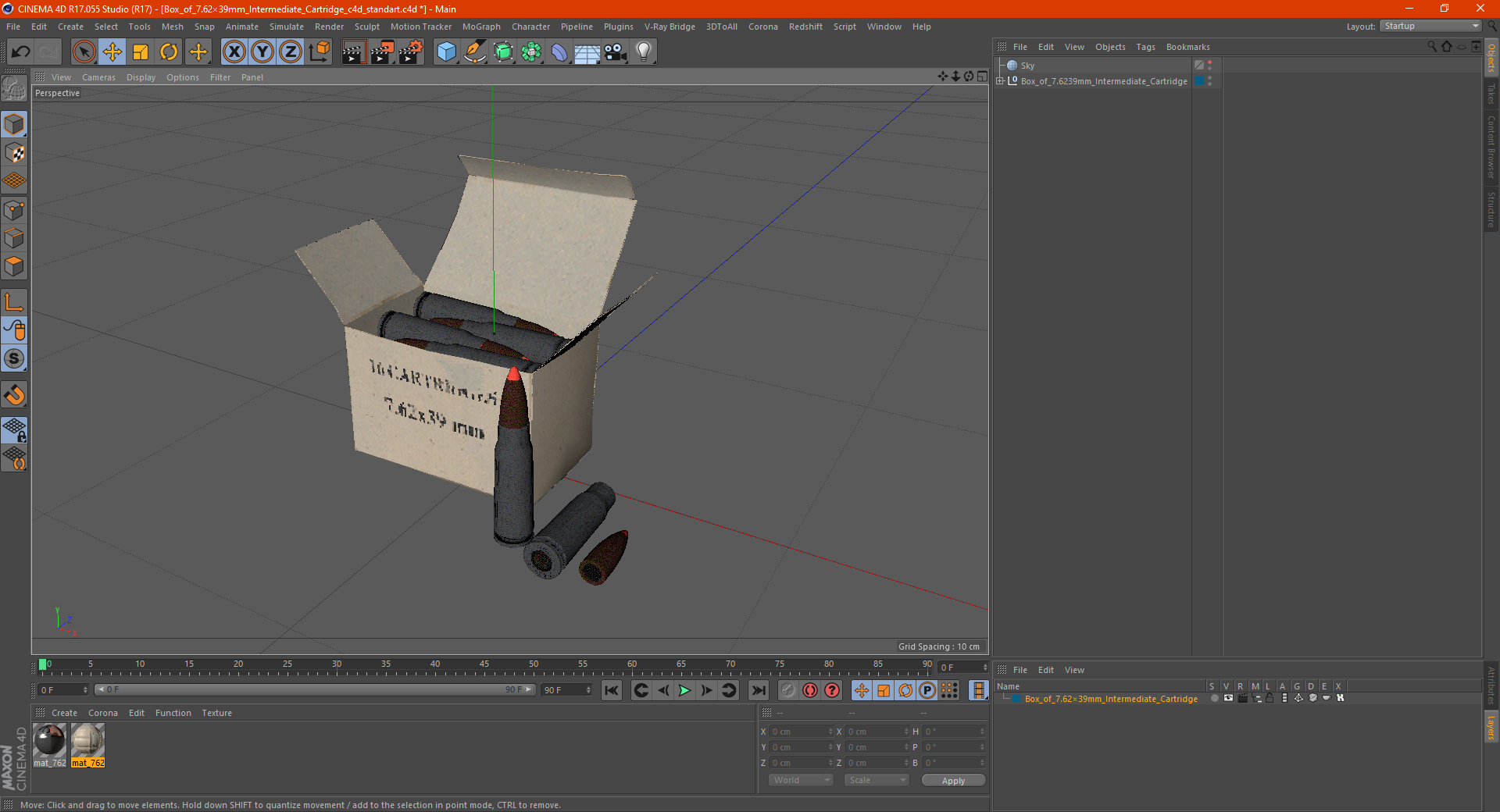Box of 7_62x39mm Intermediate Cartridge 3D model