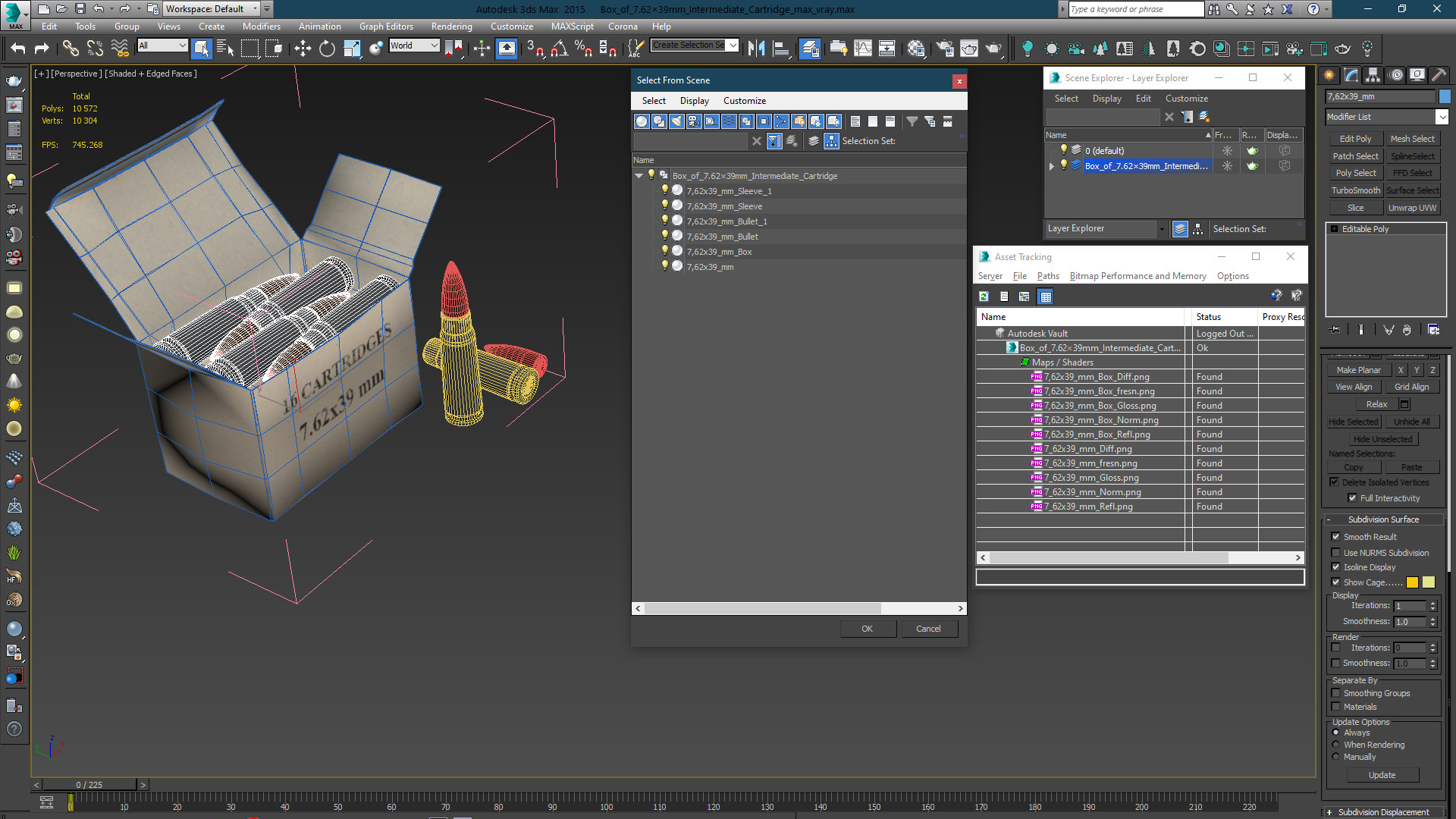 Box of 7_62x39mm Intermediate Cartridge 3D model