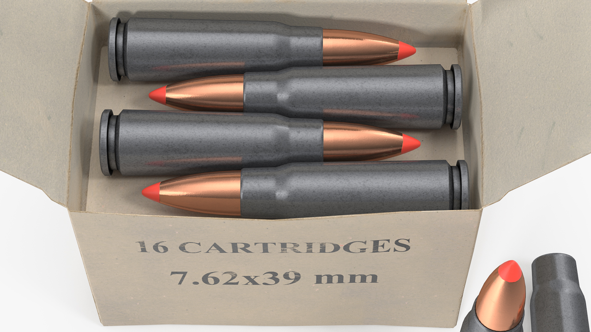Box of 7_62x39mm Intermediate Cartridge 3D model