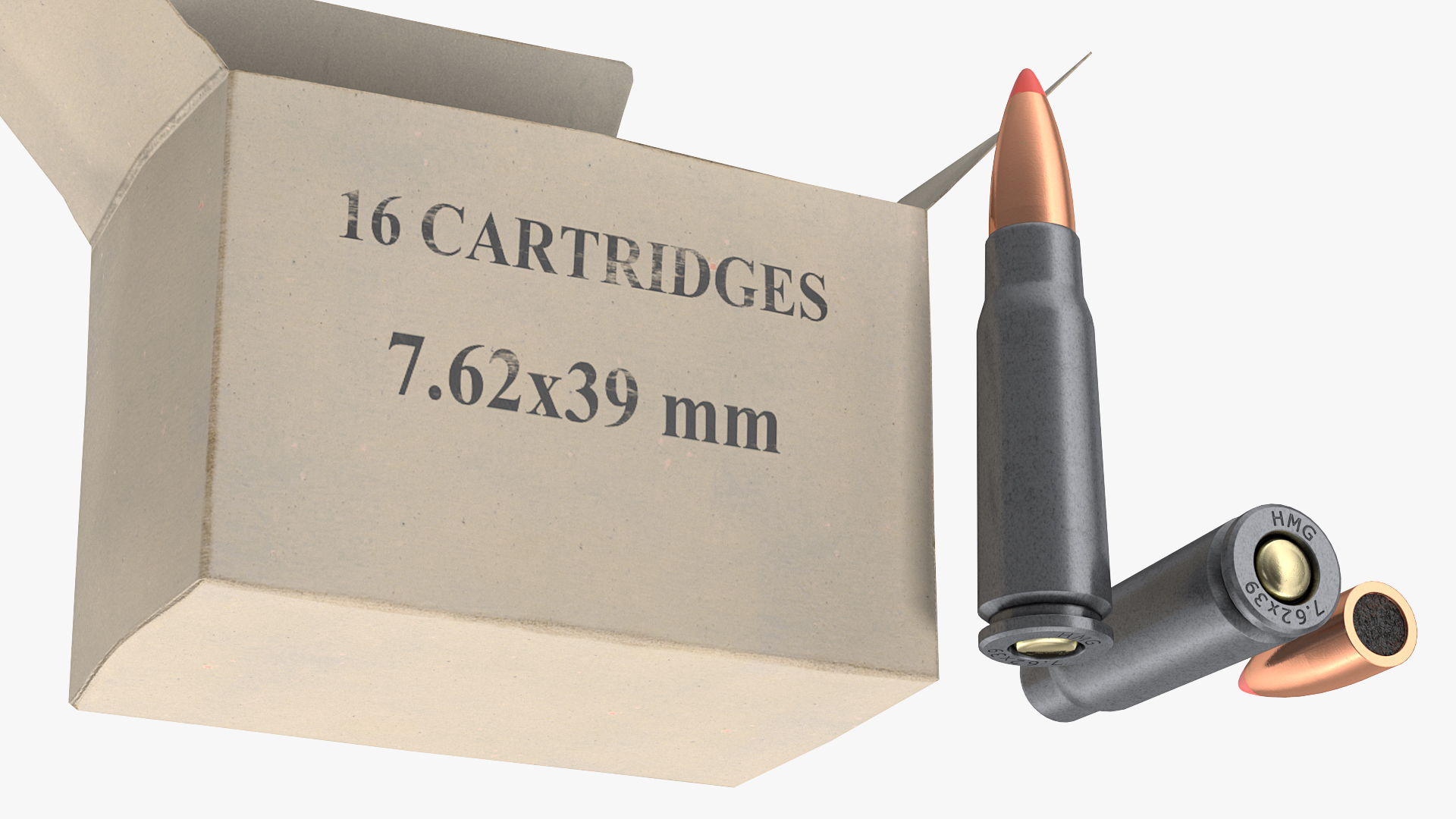 Box of 7_62x39mm Intermediate Cartridge 3D model