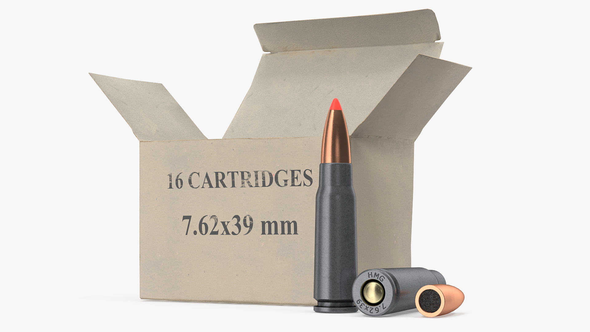 Box of 7_62x39mm Intermediate Cartridge 3D model