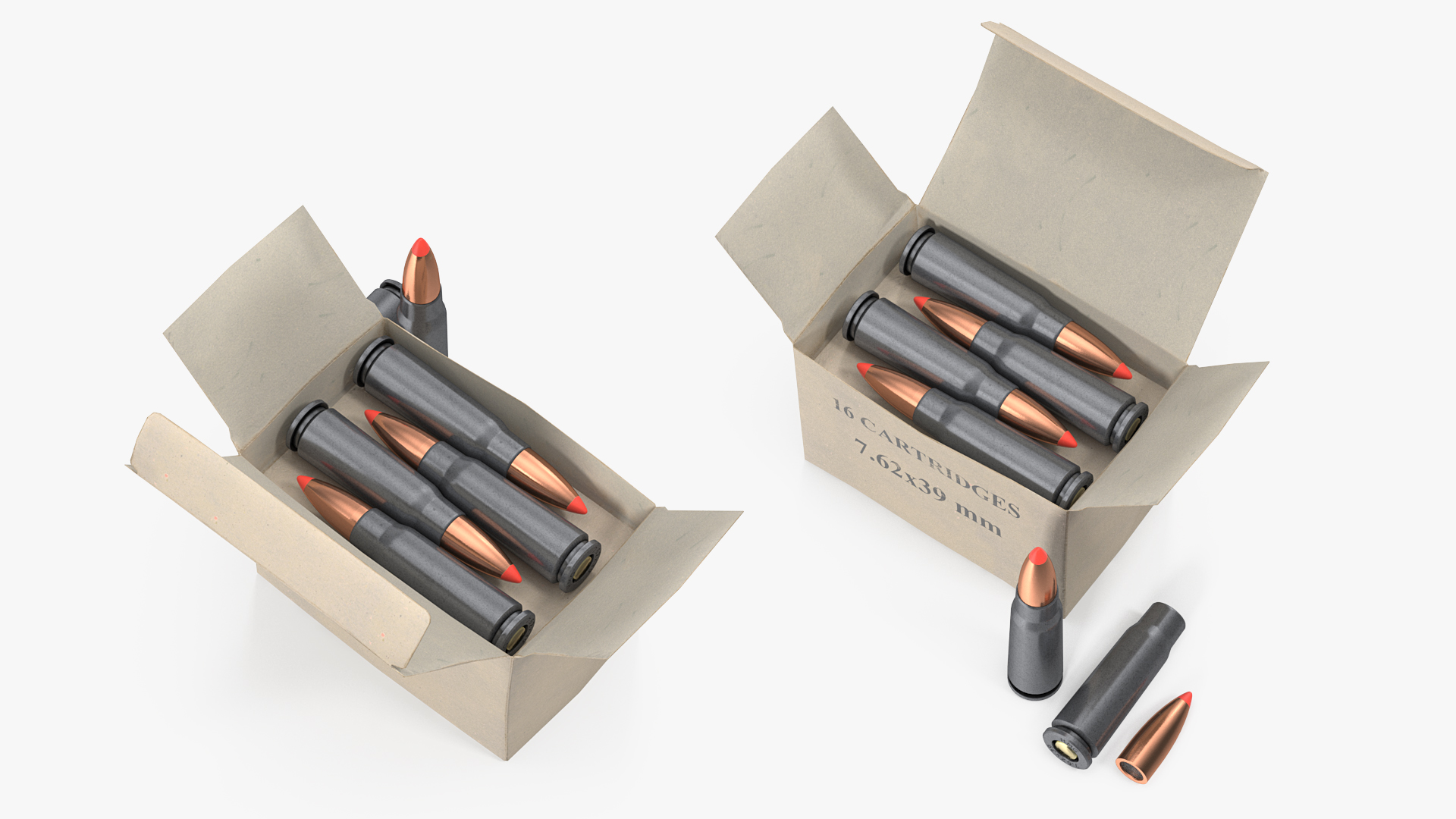 Box of 7_62x39mm Intermediate Cartridge 3D model