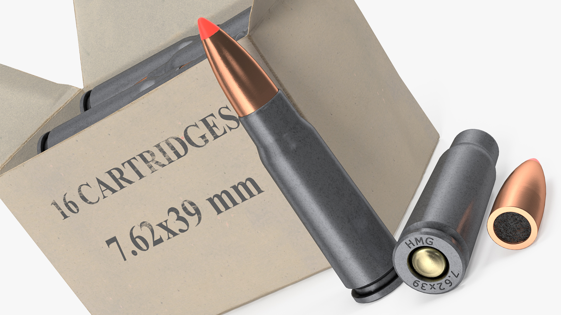 Box of 7_62x39mm Intermediate Cartridge 3D model