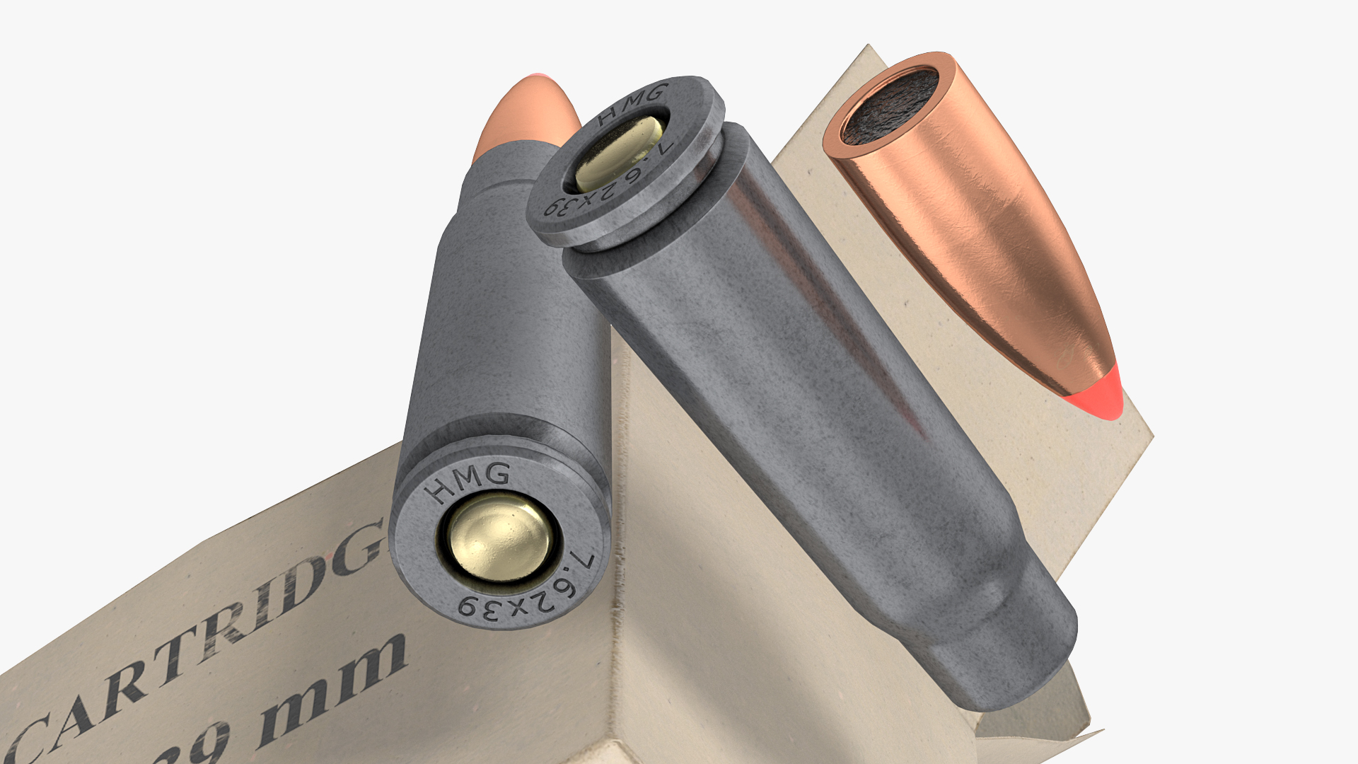 Box of 7_62x39mm Intermediate Cartridge 3D model