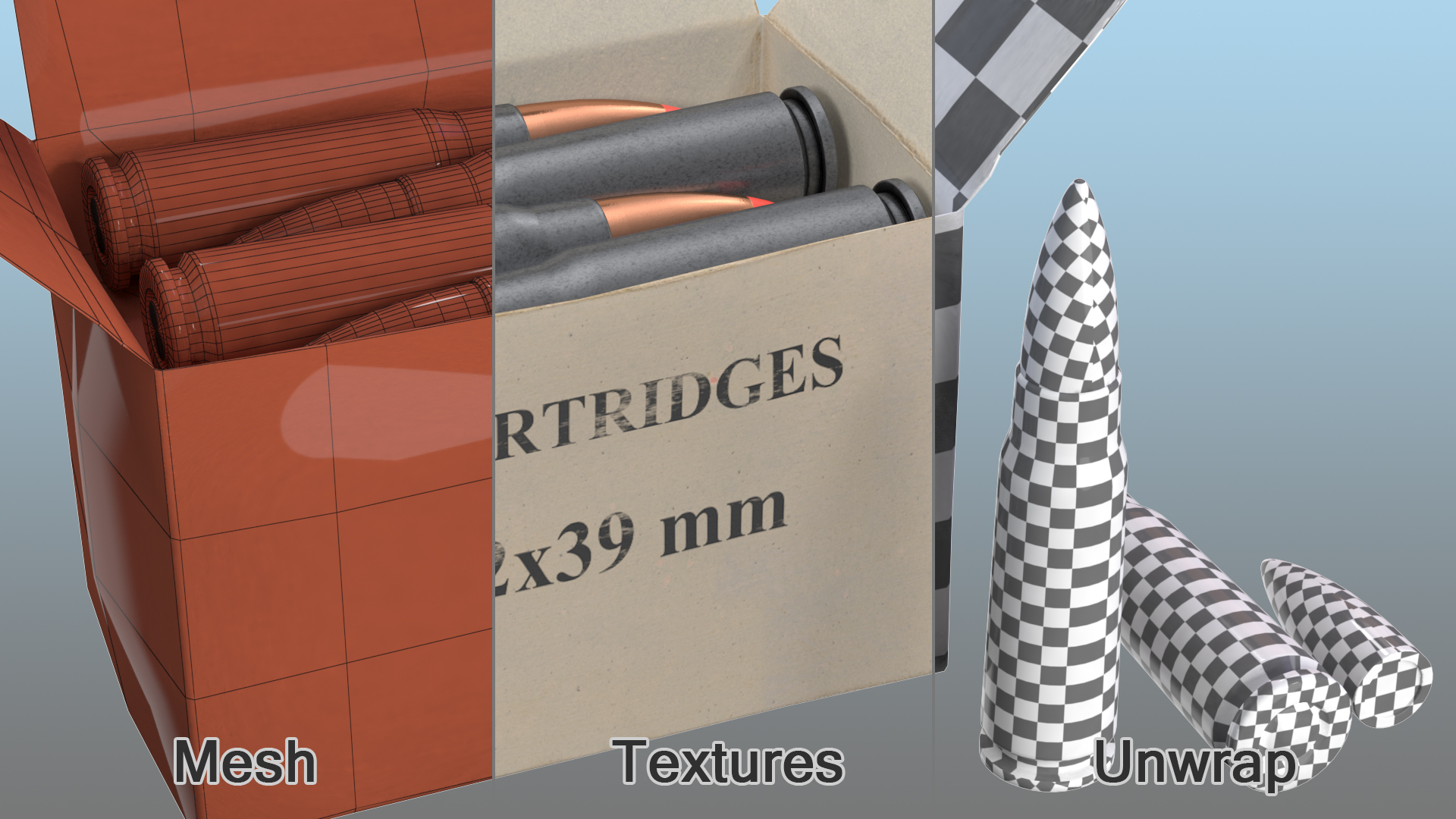 Box of 7_62x39mm Intermediate Cartridge 3D model