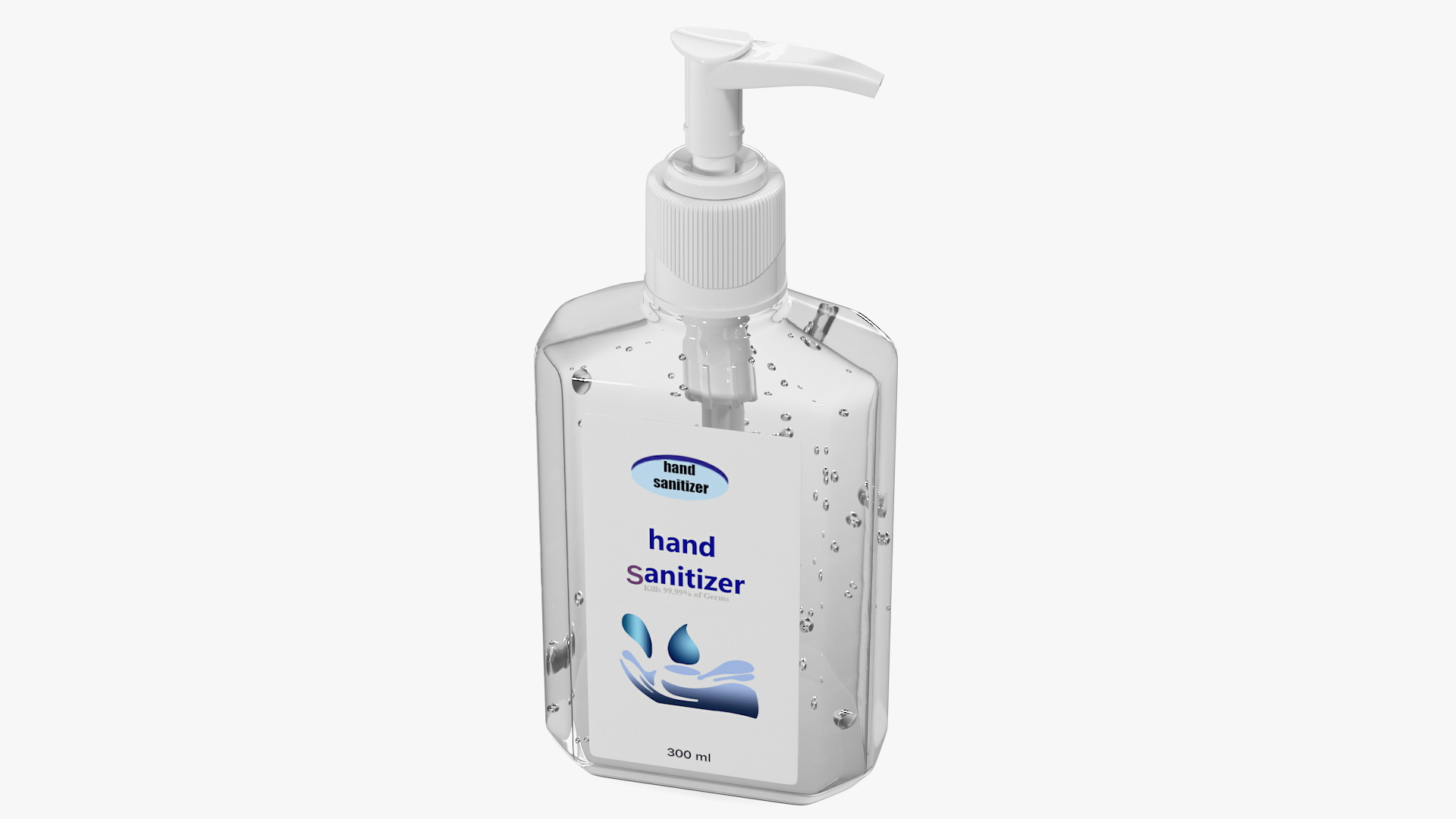 Labeled Sanitizing Gel Bottle with Dispenser 3D model