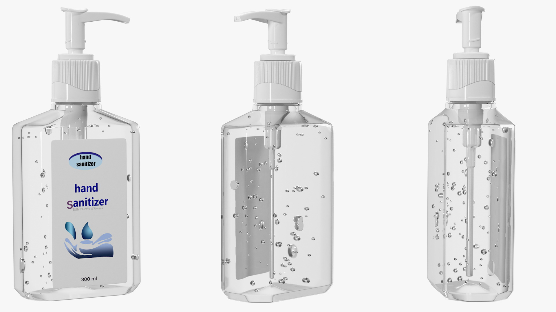 Labeled Sanitizing Gel Bottle with Dispenser 3D model