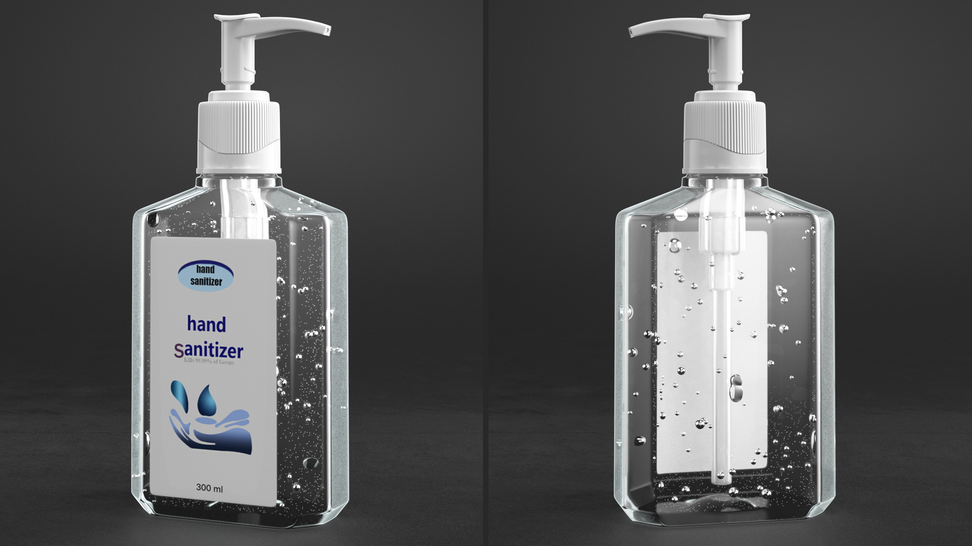 Labeled Sanitizing Gel Bottle with Dispenser 3D model