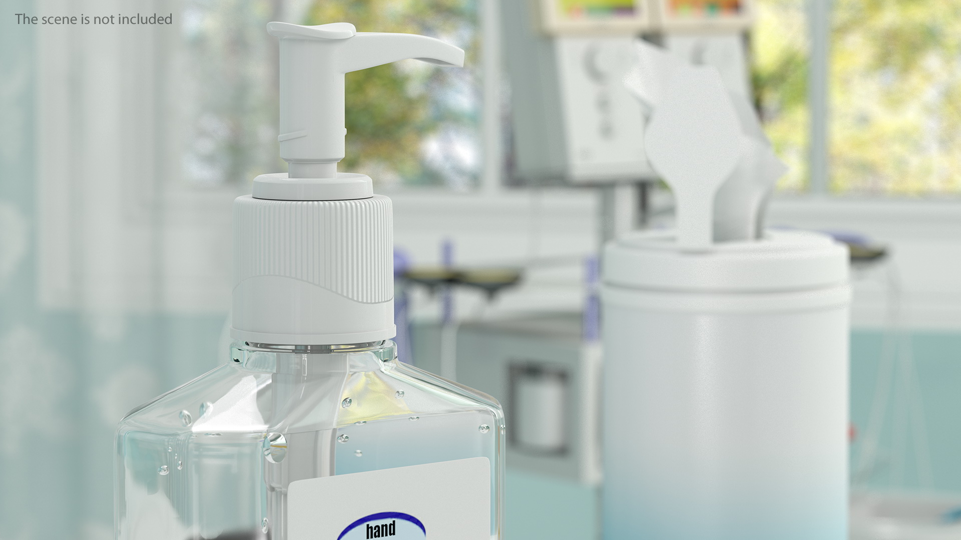 Labeled Sanitizing Gel Bottle with Dispenser 3D model