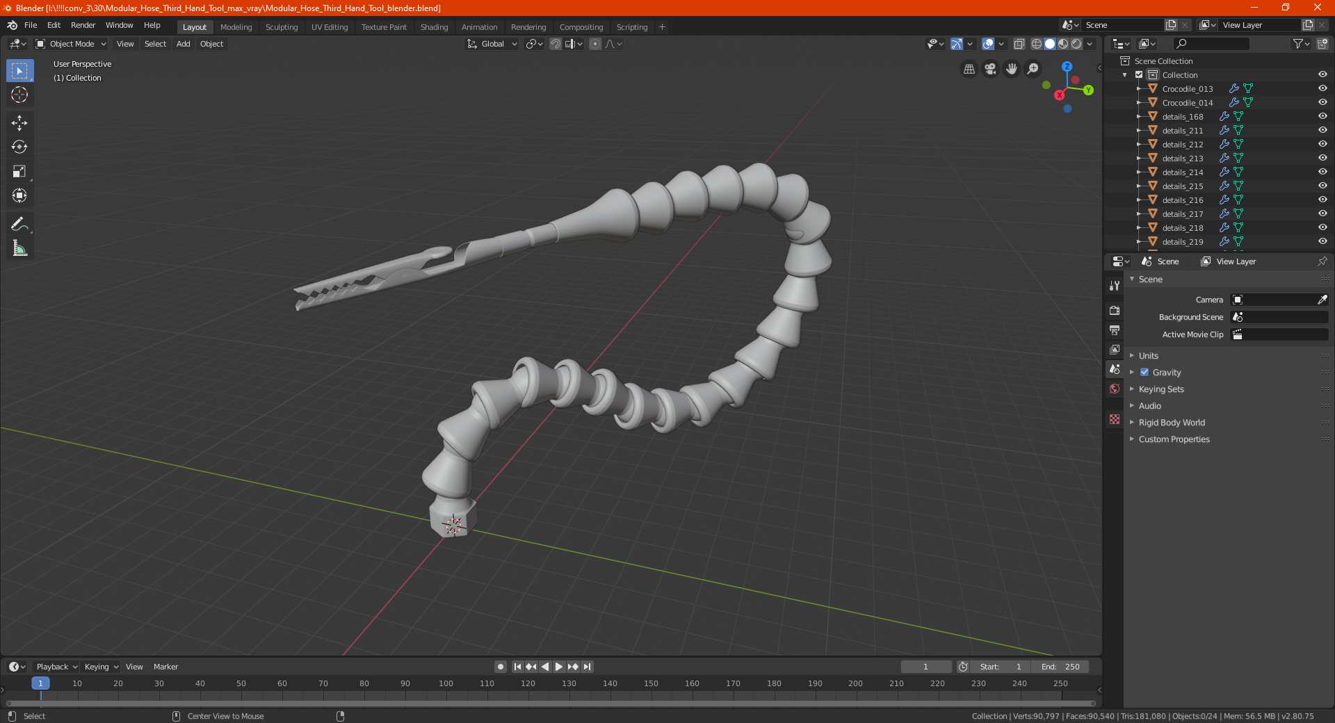 3D Modular Hose Third Hand Tool model