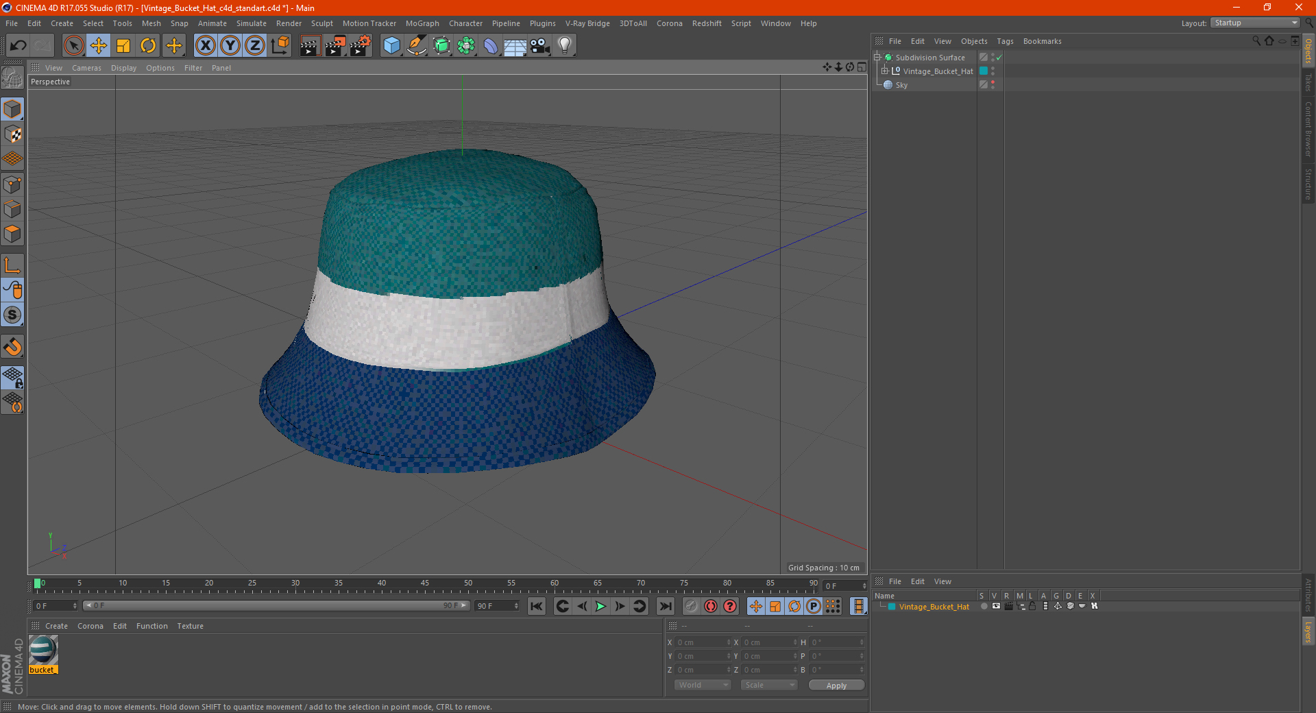3D Vintage Bucket Hat model