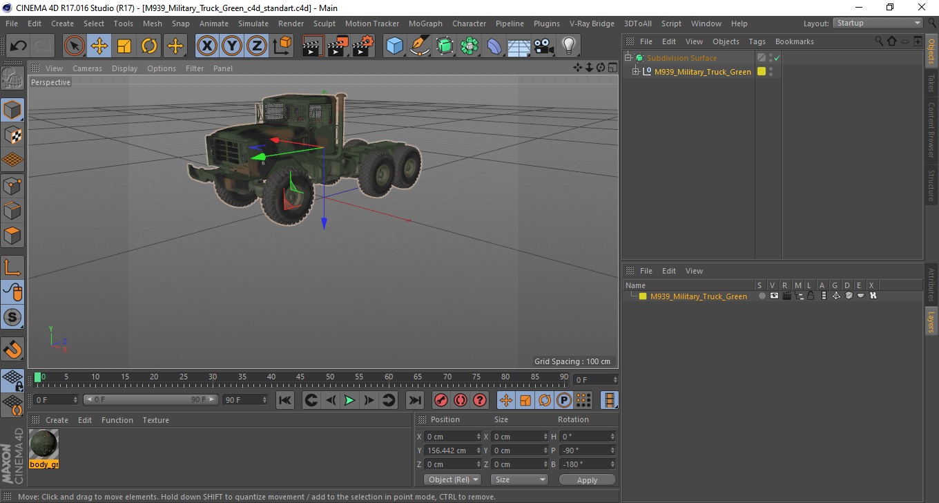 3D model M939 Military Truck Green