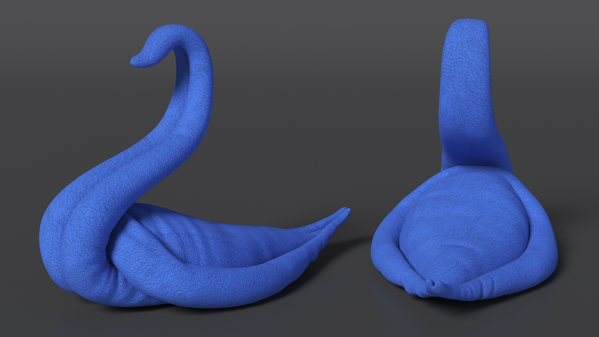 3D Elegant Blue Towel Swan with Folded Wings