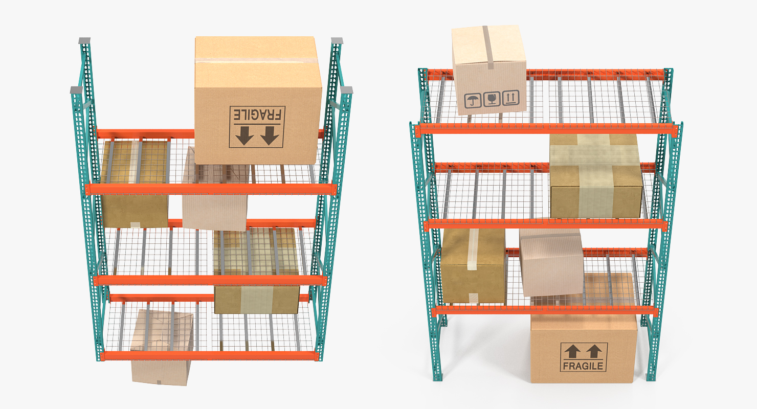 Pallet Rack with Boxes 3D