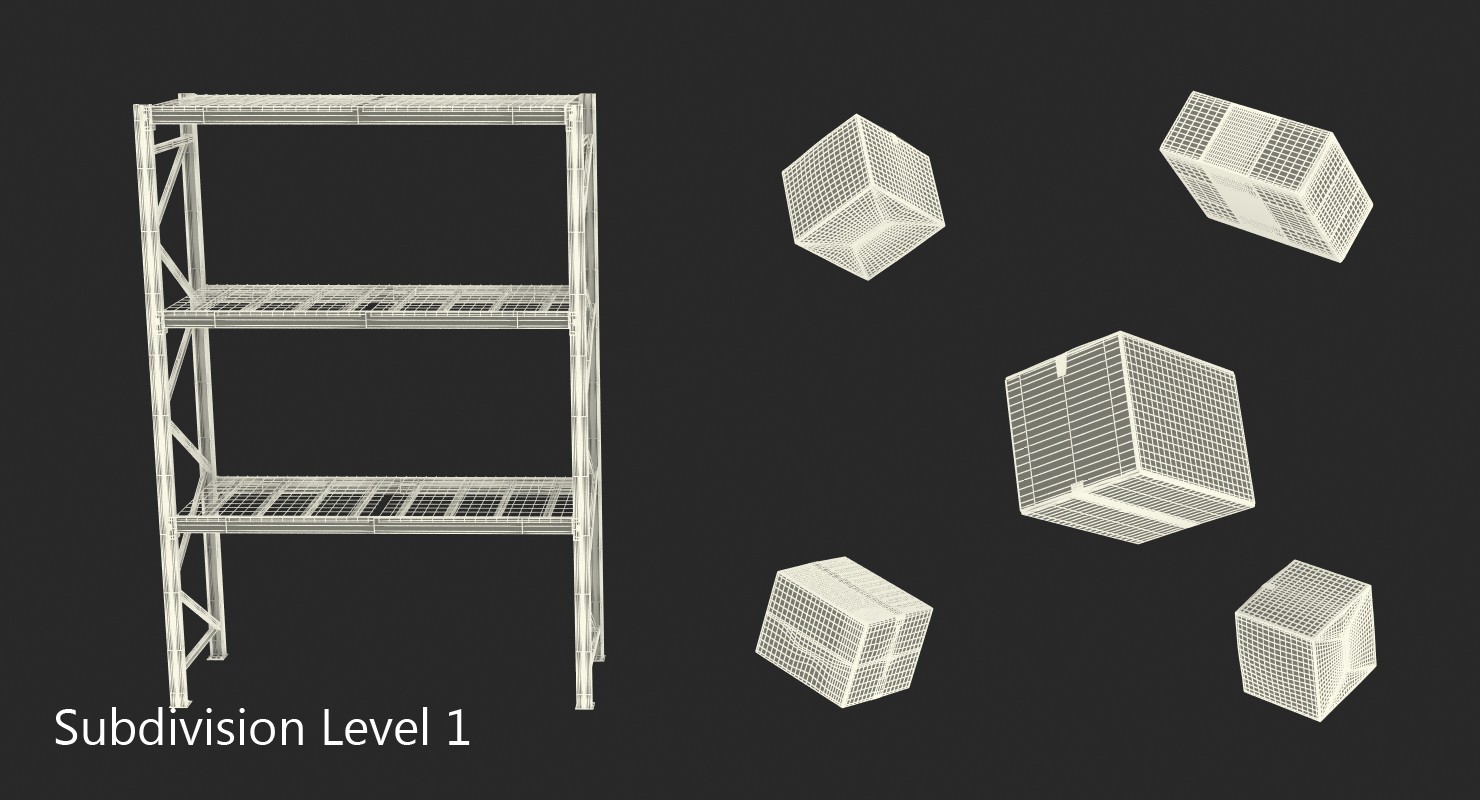 Pallet Rack with Boxes 3D