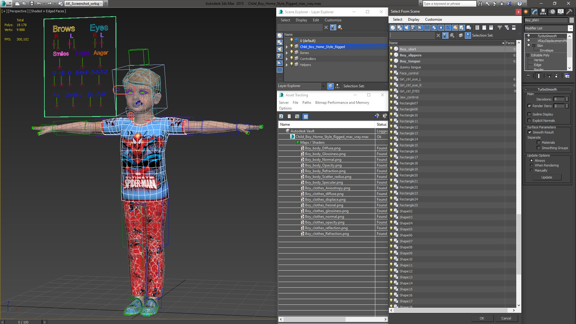 3D Child Boy Home Style Rigged for Maya