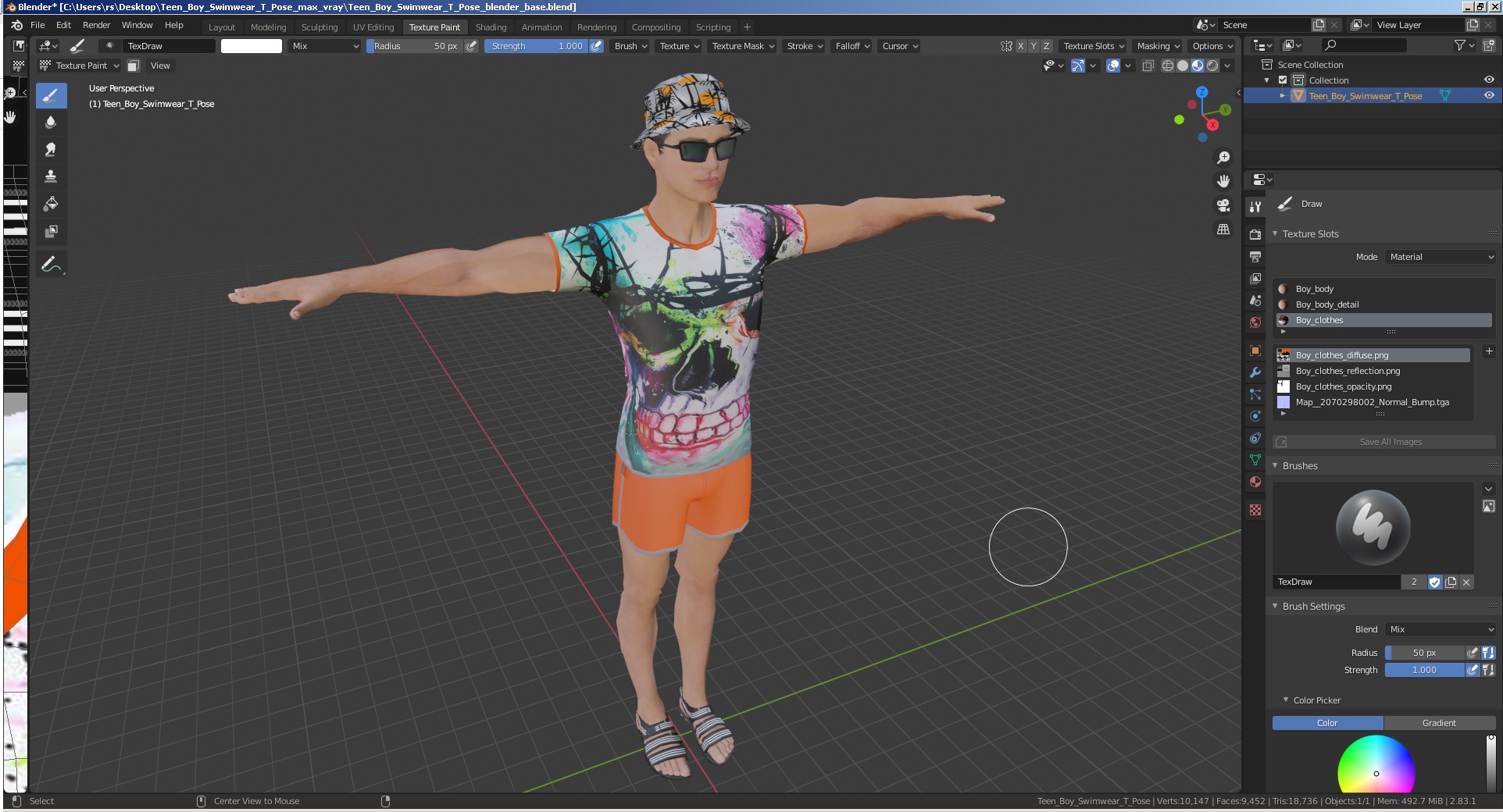 Teen Boy Swimwear T Pose 3D model