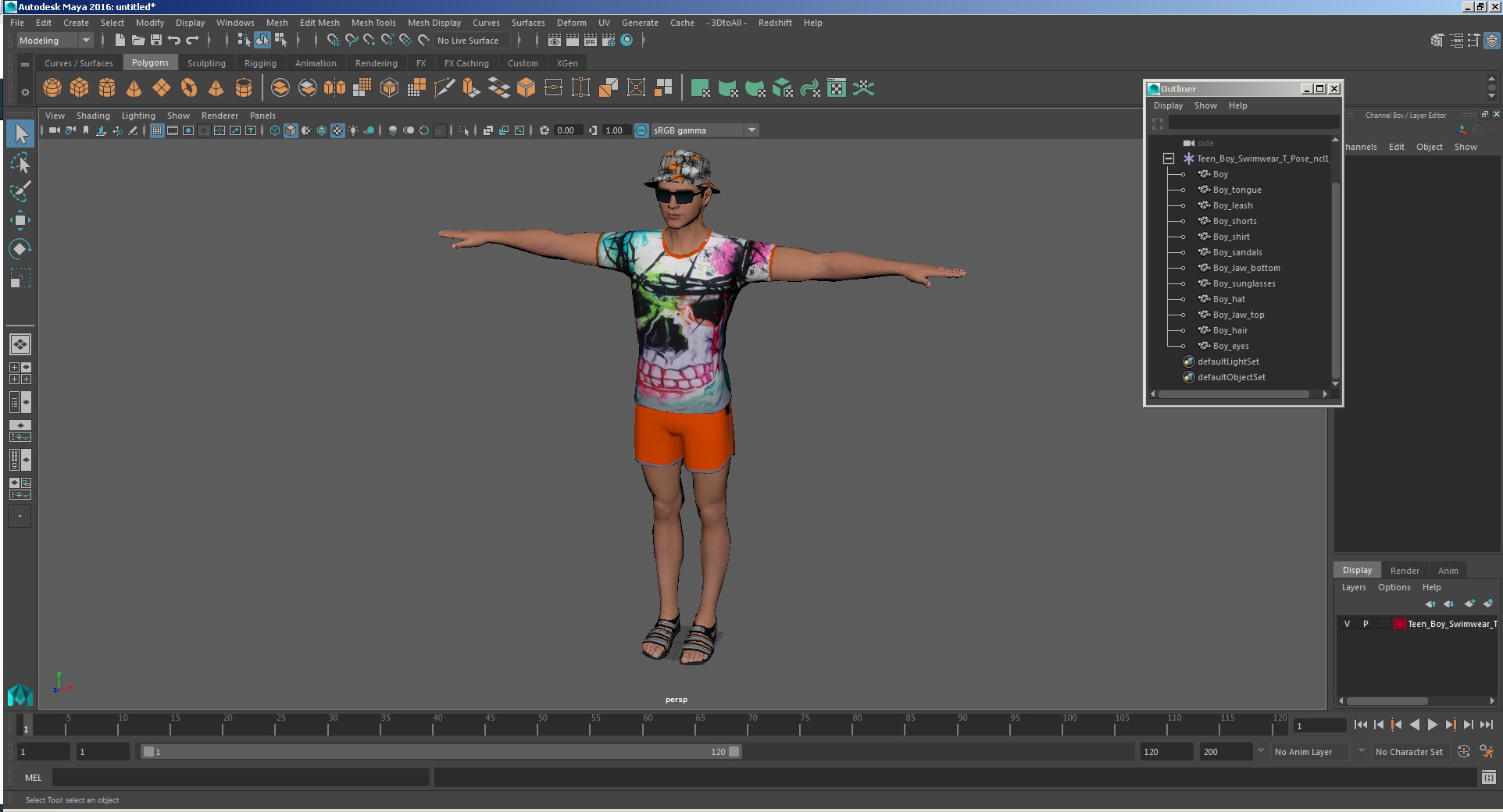 Teen Boy Swimwear T Pose 3D model