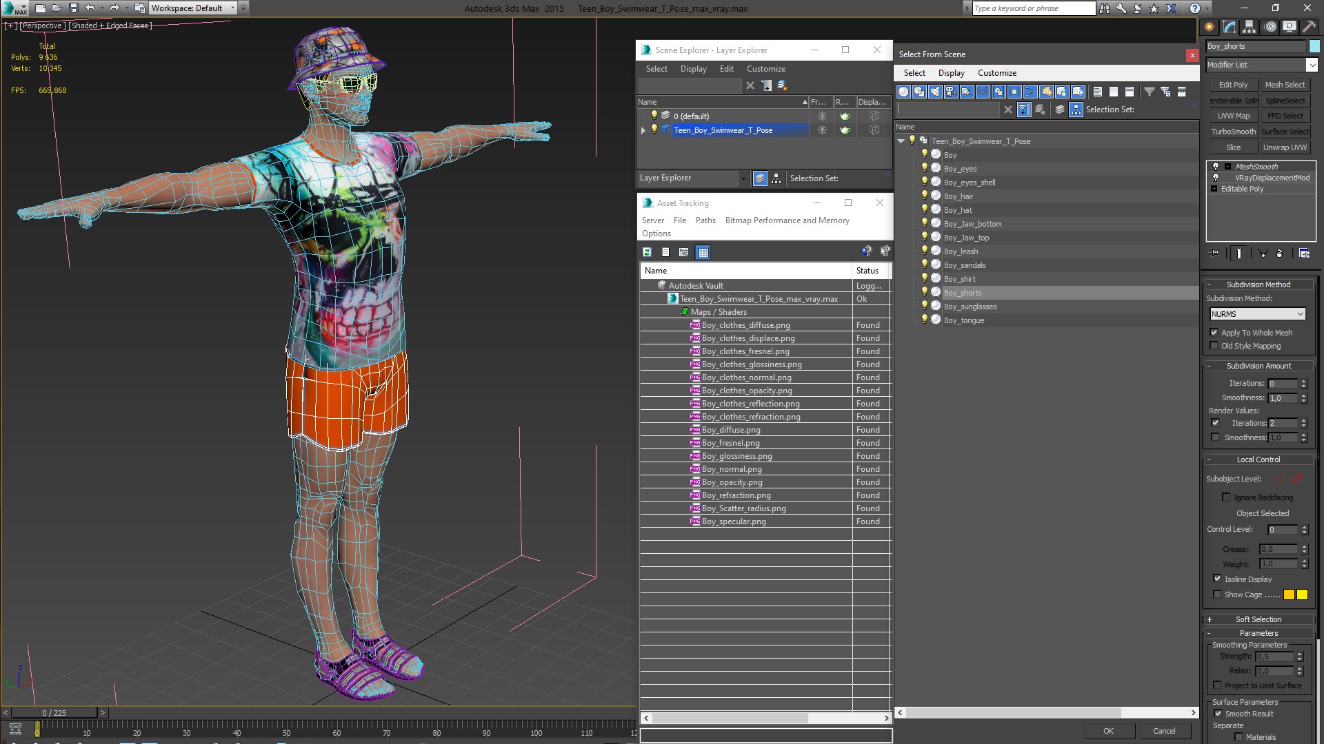 Teen Boy Swimwear T Pose 3D model