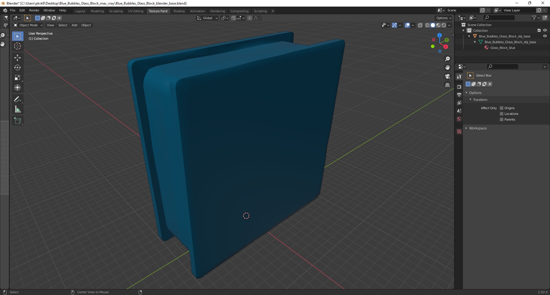 Blue Bubbles Glass Block 3D model