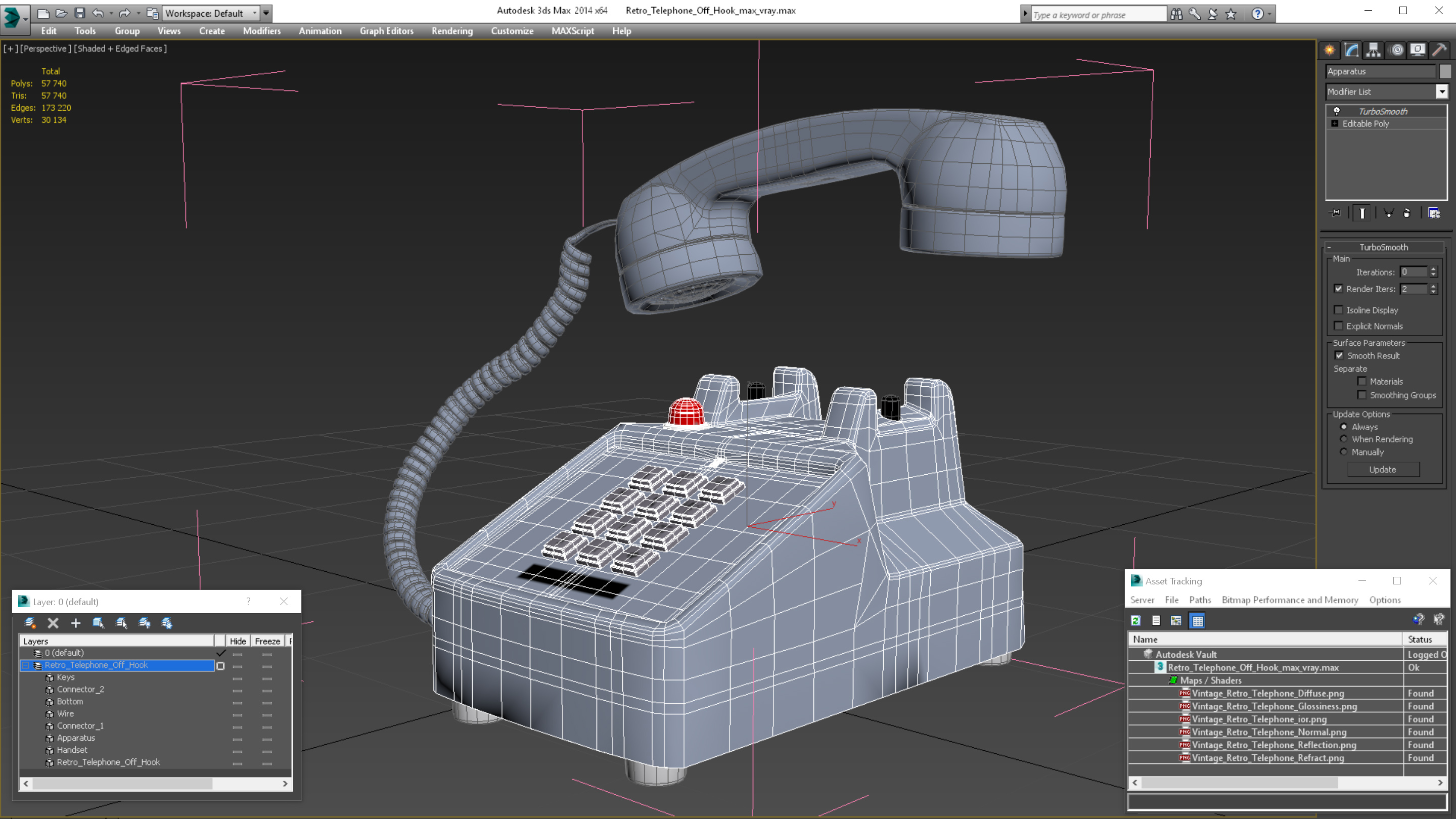 Retro Telephone Off Hook 3D model