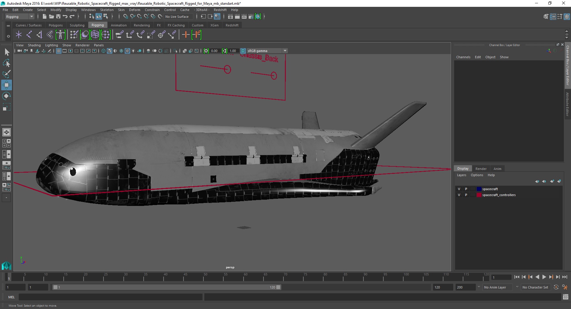 3D Reusable Robotic Spacecraft Rigged for Maya model