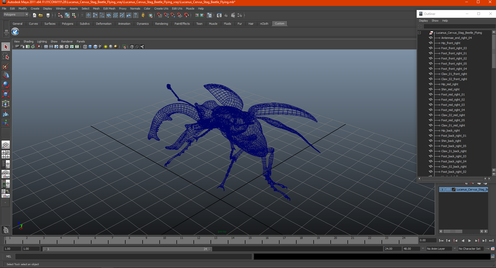 3D Lucanus Cervus Stag Beetle Flying model