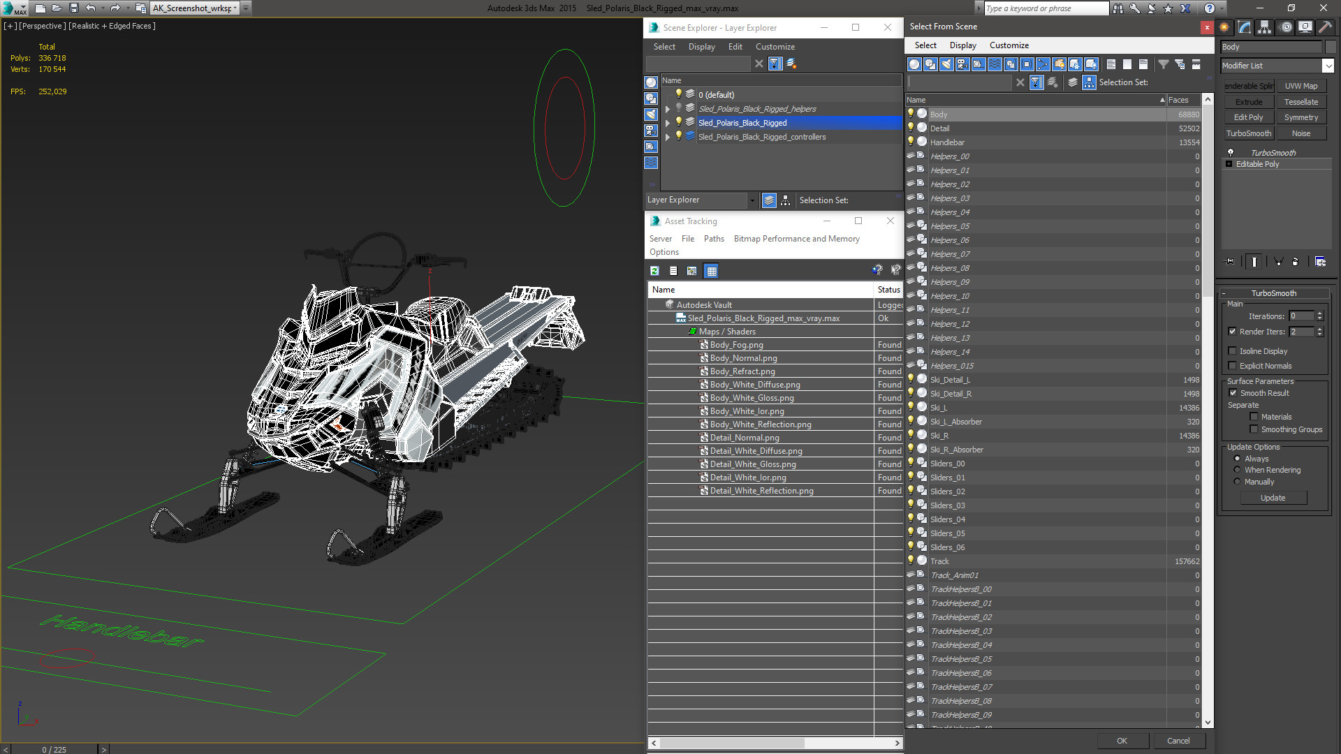 Sled Polaris Black Rigged for Maya 3D model