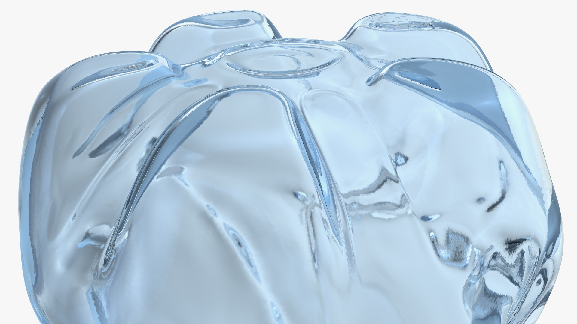 Crushed Empty Plastic Bottle Blue with Cap 3D
