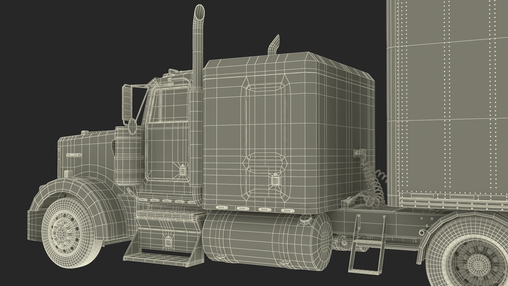 Semi Trailer Truck Kenworth W900 3D