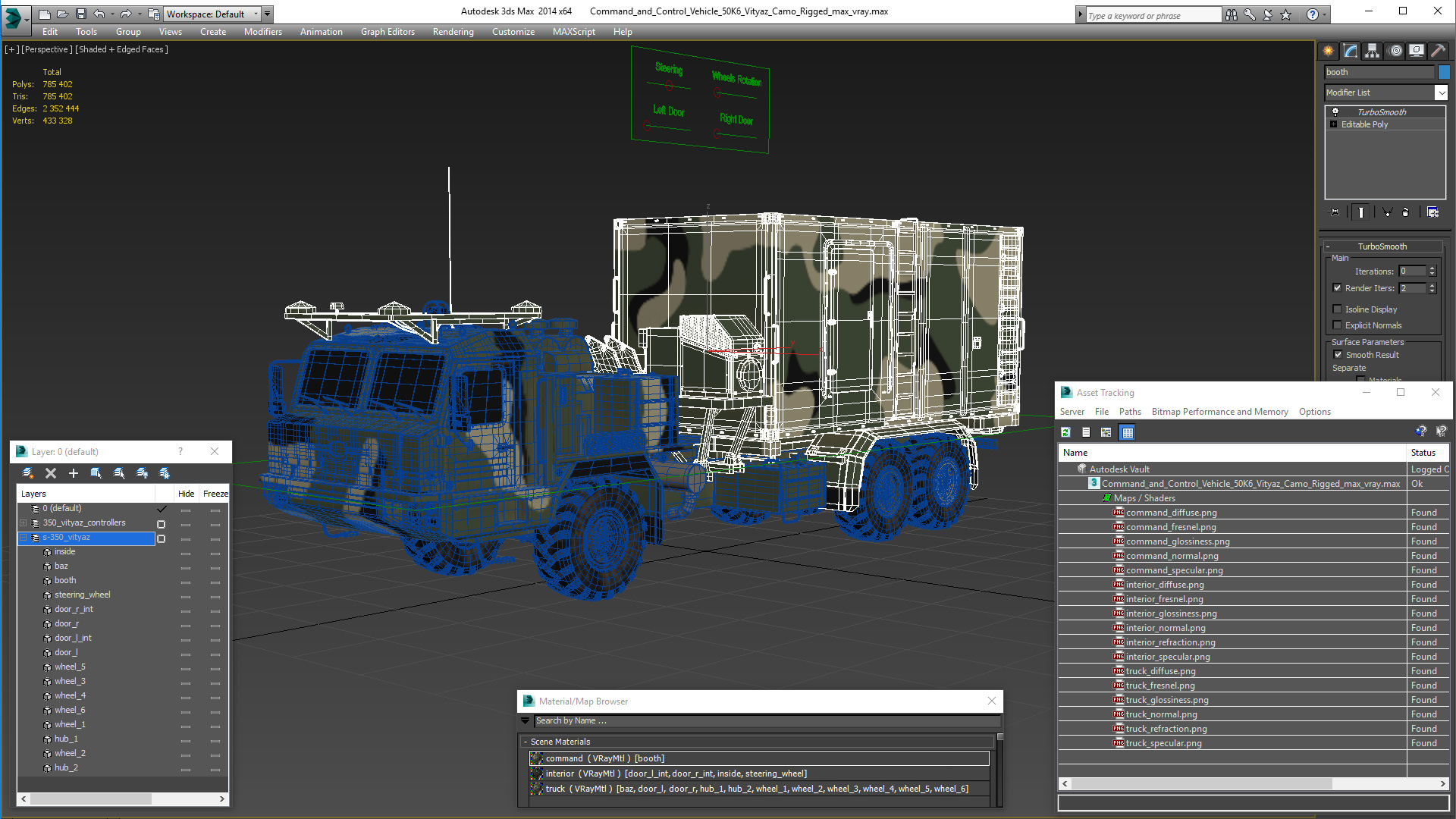 3D Command and Control Vehicle 50K6 Vityaz Camo Rigged