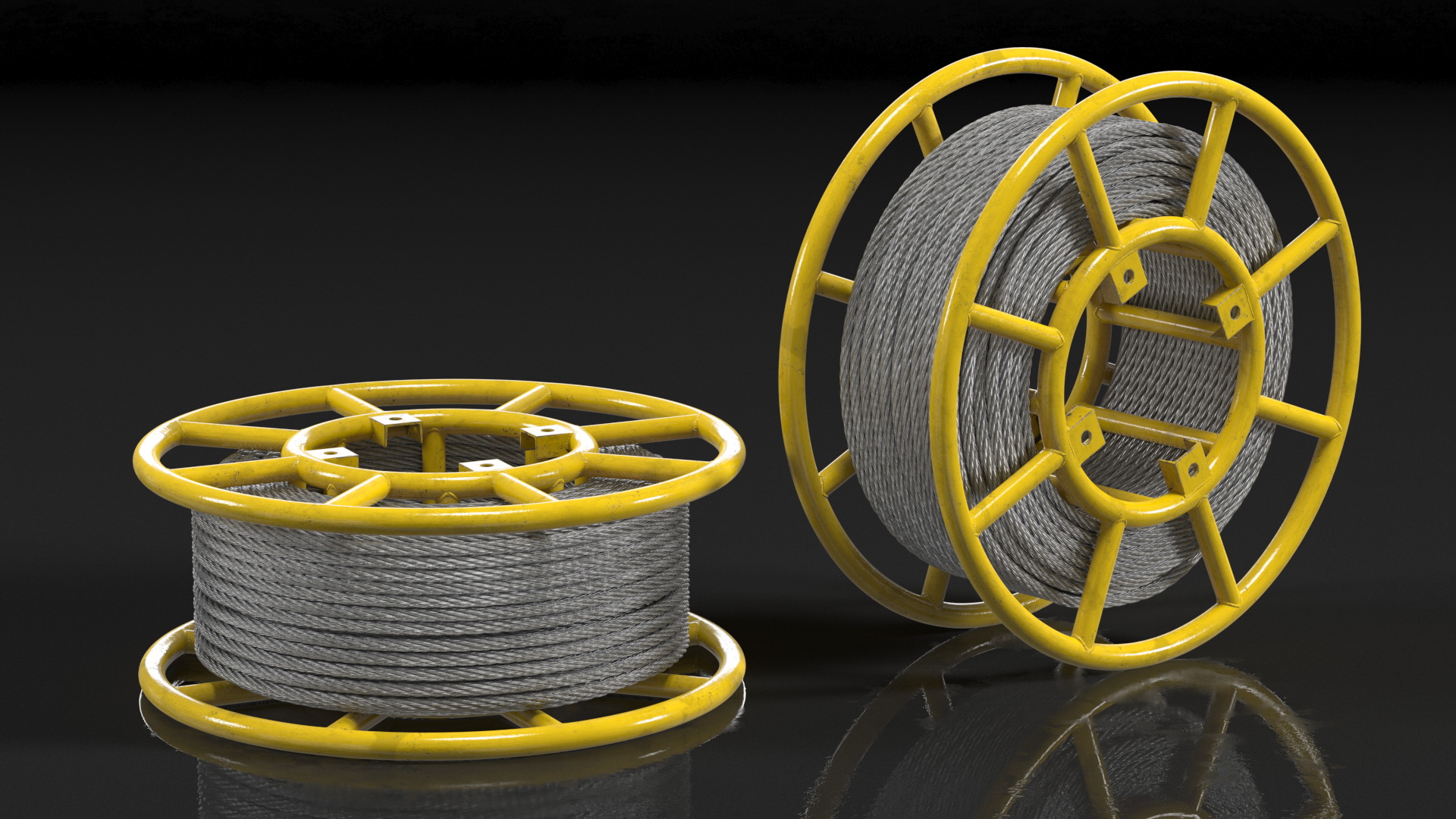 3D model Anti Twisting Steel Wire Rope Per Reel Yellow