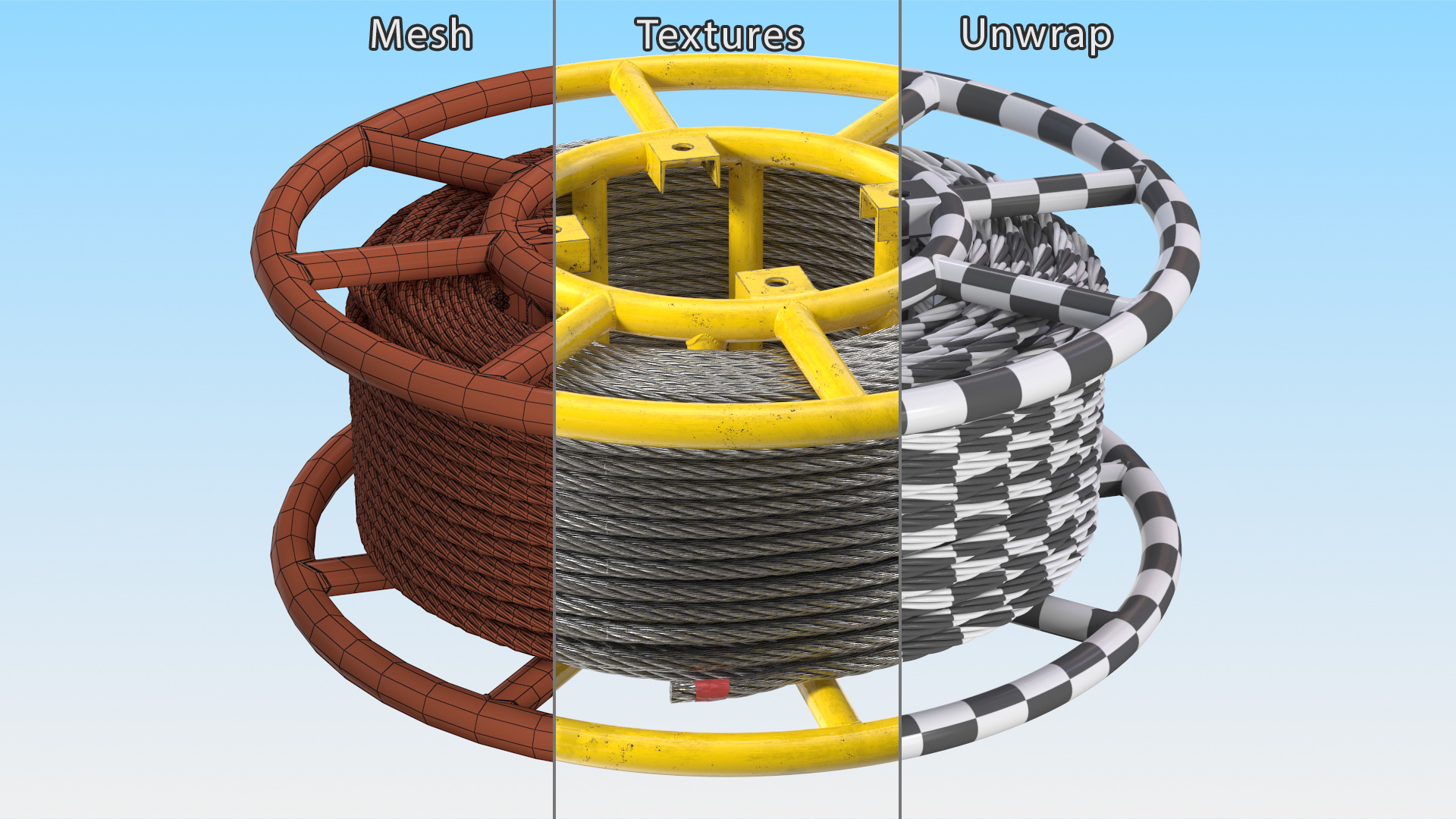 3D model Anti Twisting Steel Wire Rope Per Reel Yellow
