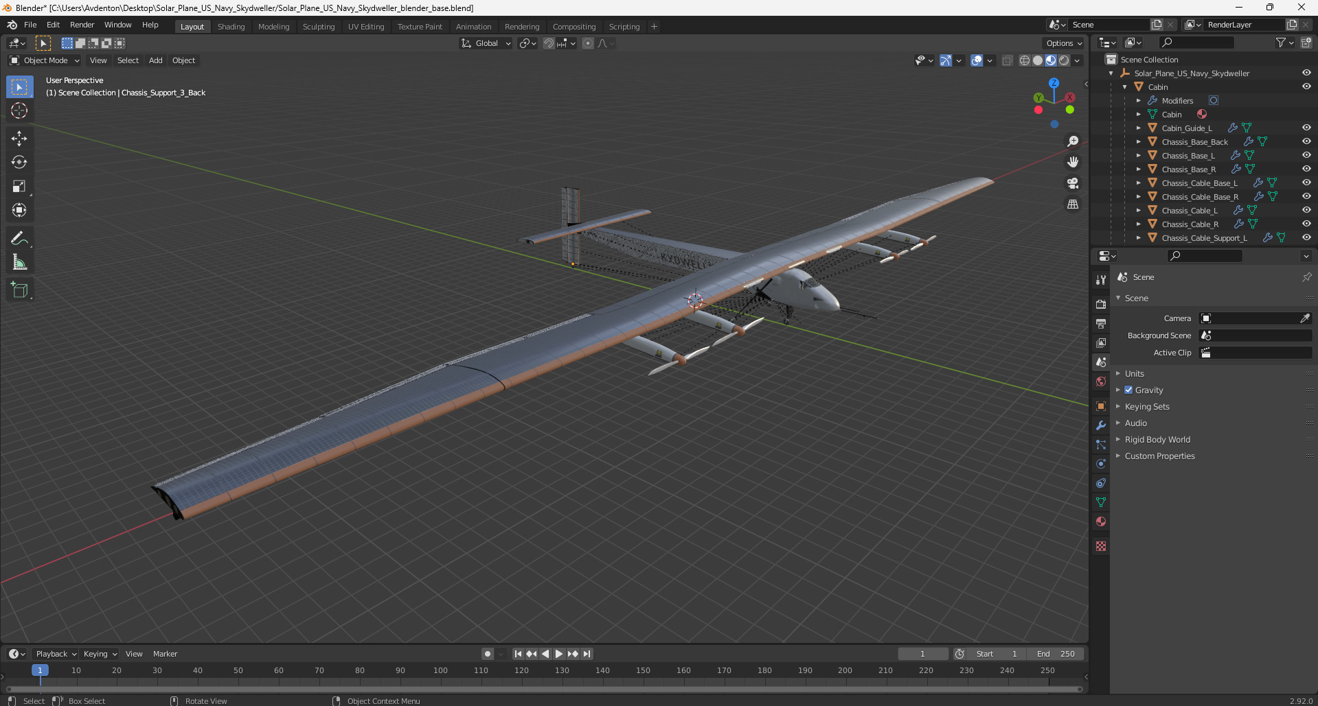 3D model Solar Plane US Navy Skydweller