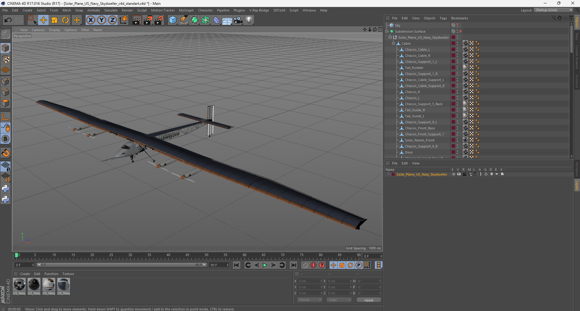 3D model Solar Plane US Navy Skydweller