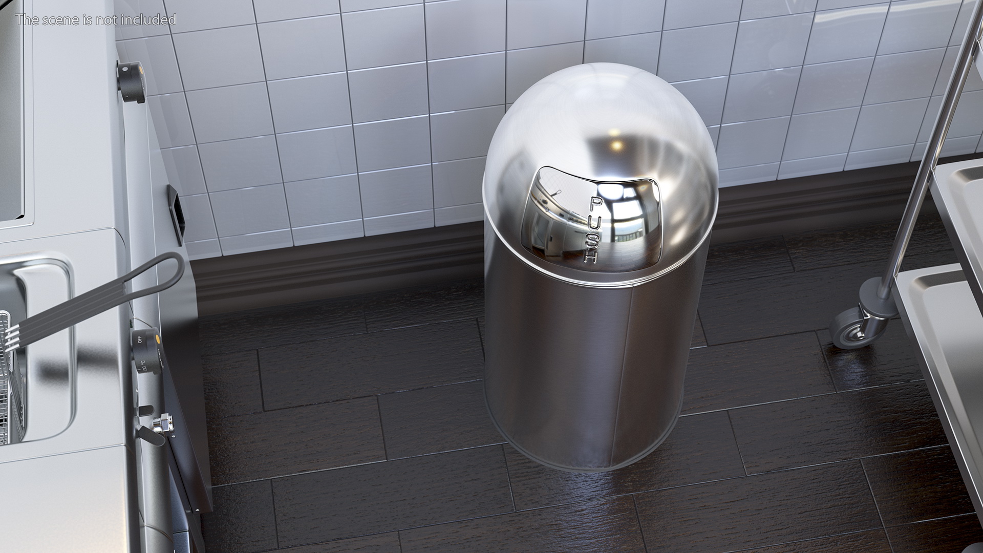 Waste Paper Basket Push Bin 3D