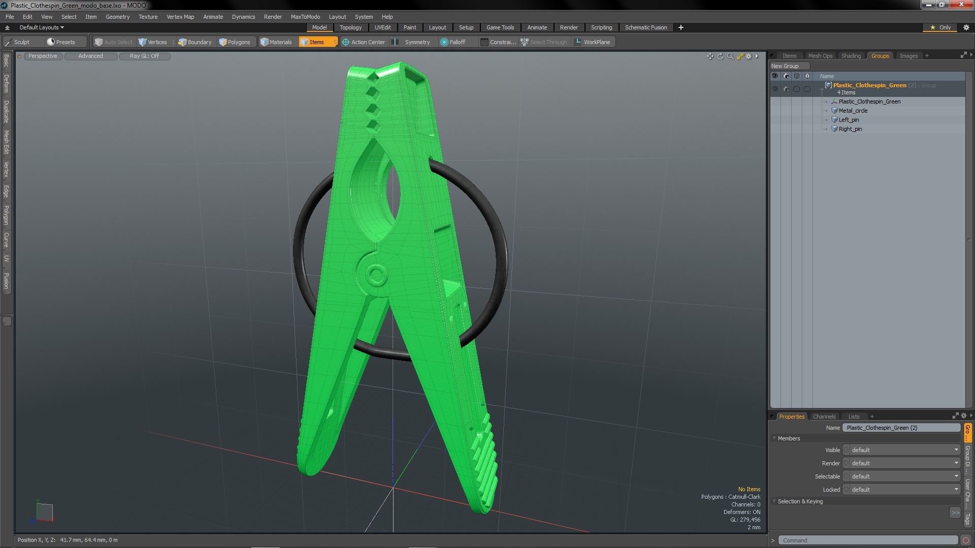 Plastic Clothespin Green 3D model
