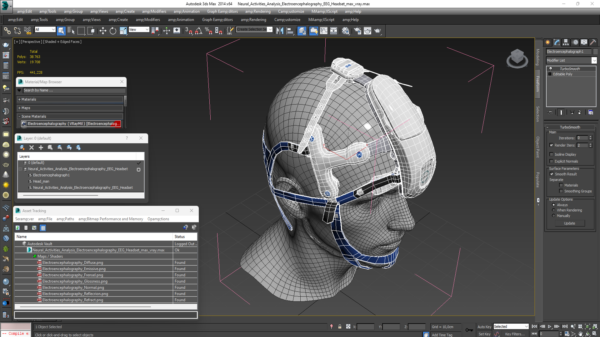 3D Neural Activities Analysis Electroencephalography EEG Headset