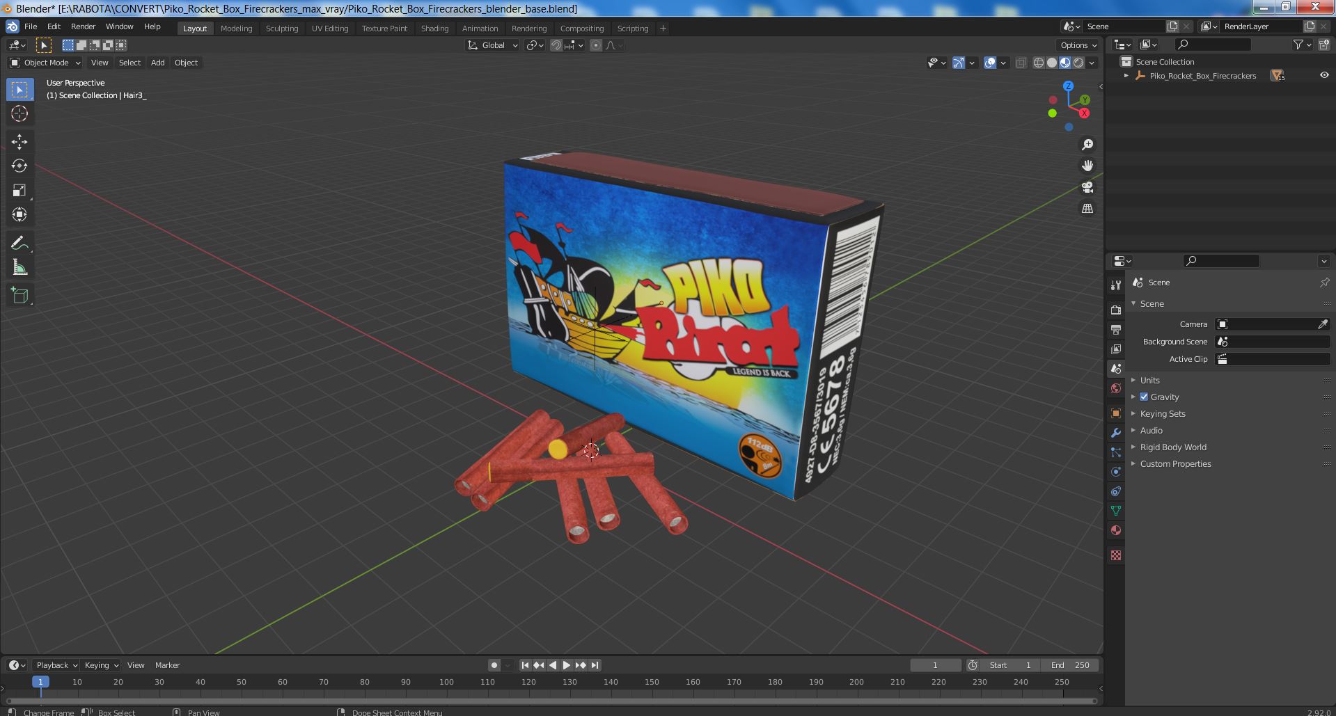 3D Piko Rocket Box Firecrackers model