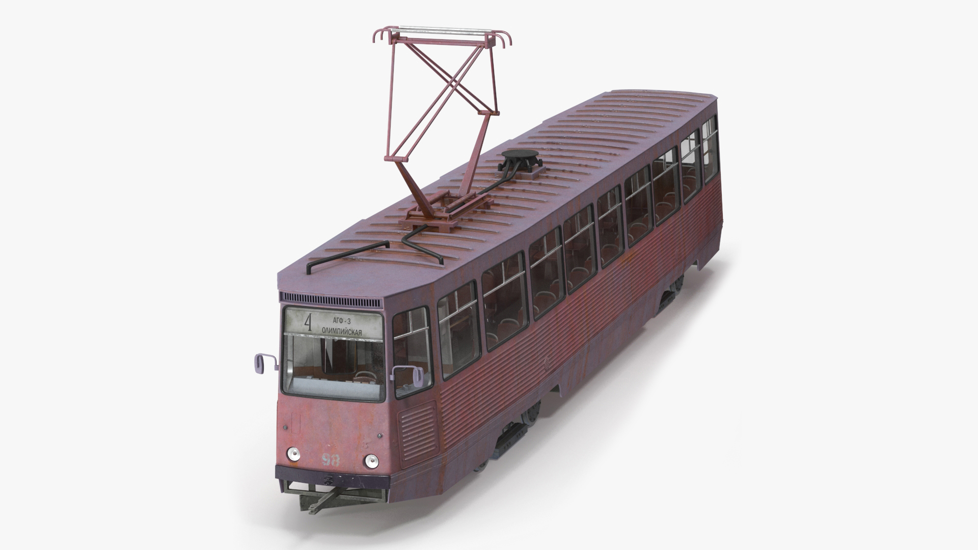 3D Retro Tram KTM-5 Old Rigged for Cinema 4D
