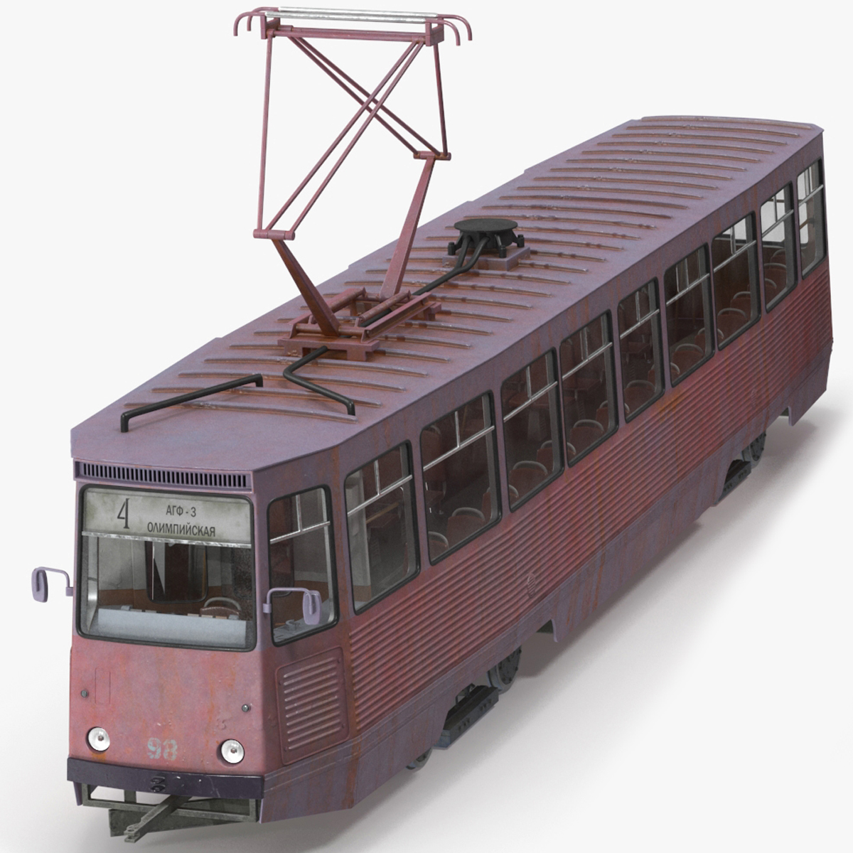 3D Retro Tram KTM-5 Old Rigged for Cinema 4D
