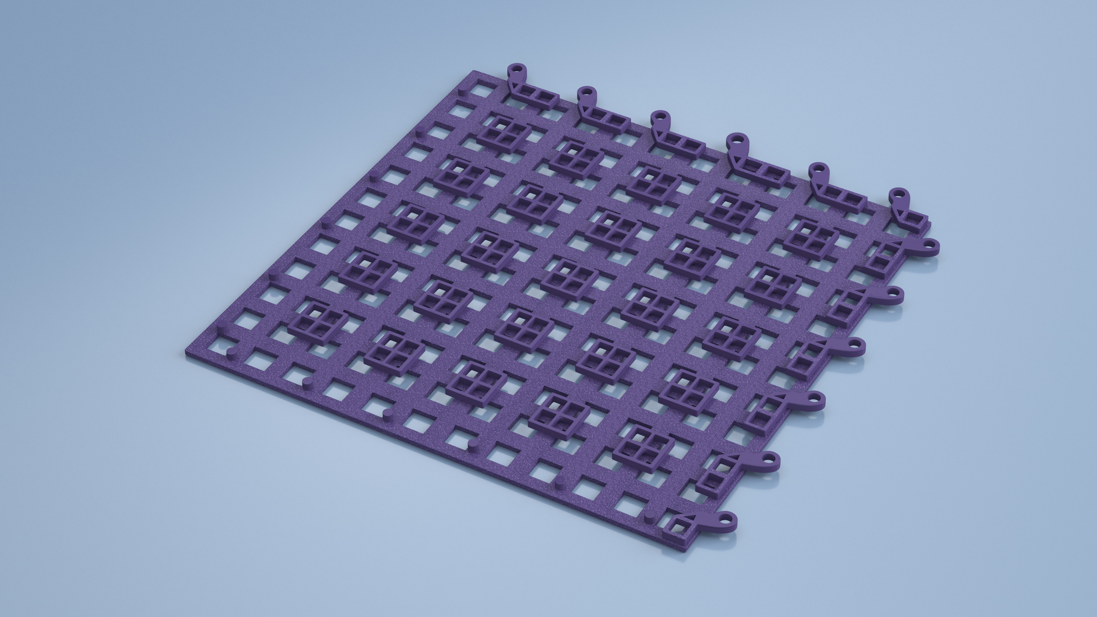 3D PVC Floor Mat Tile Blue model