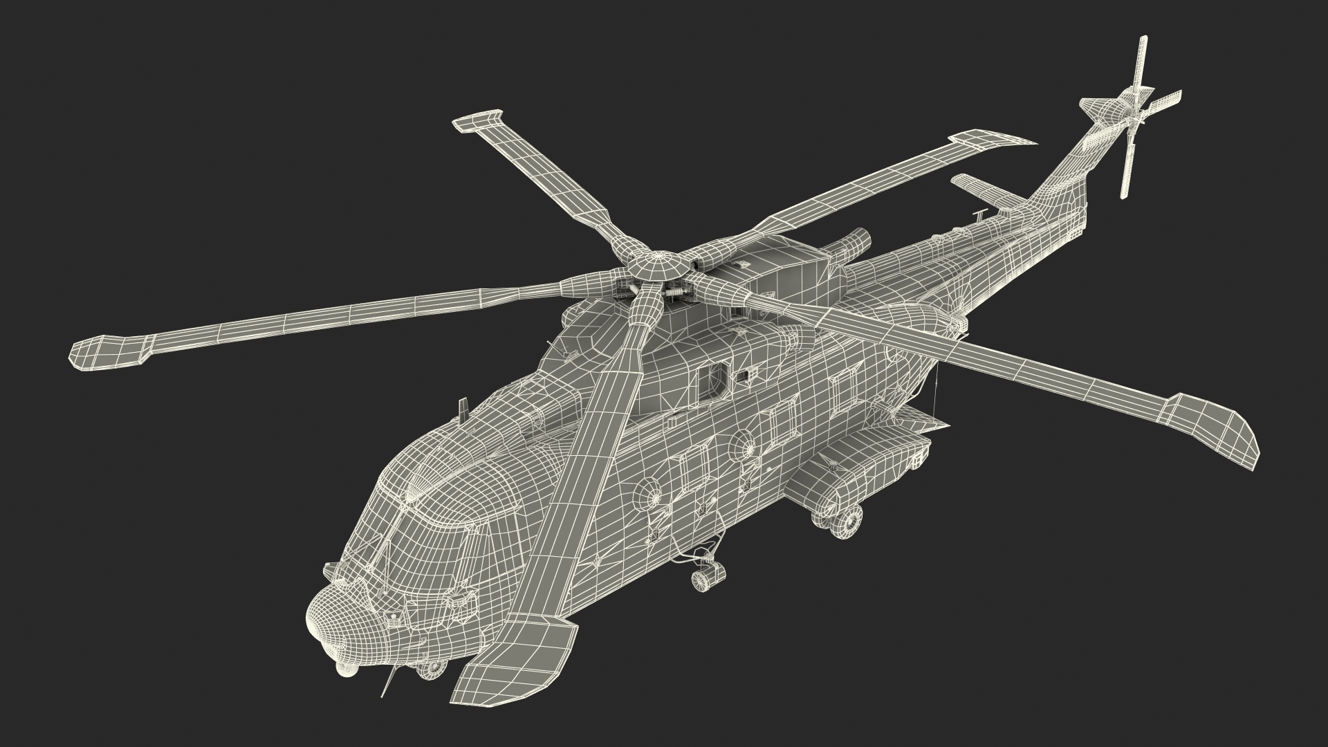 3D model AgustaWestland AW101 Merlin Royal Air Force with Cargo Bag Rigged
