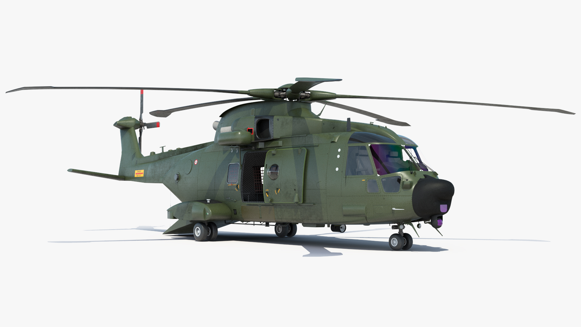 3D model AgustaWestland AW101 Merlin Royal Air Force with Cargo Bag Rigged