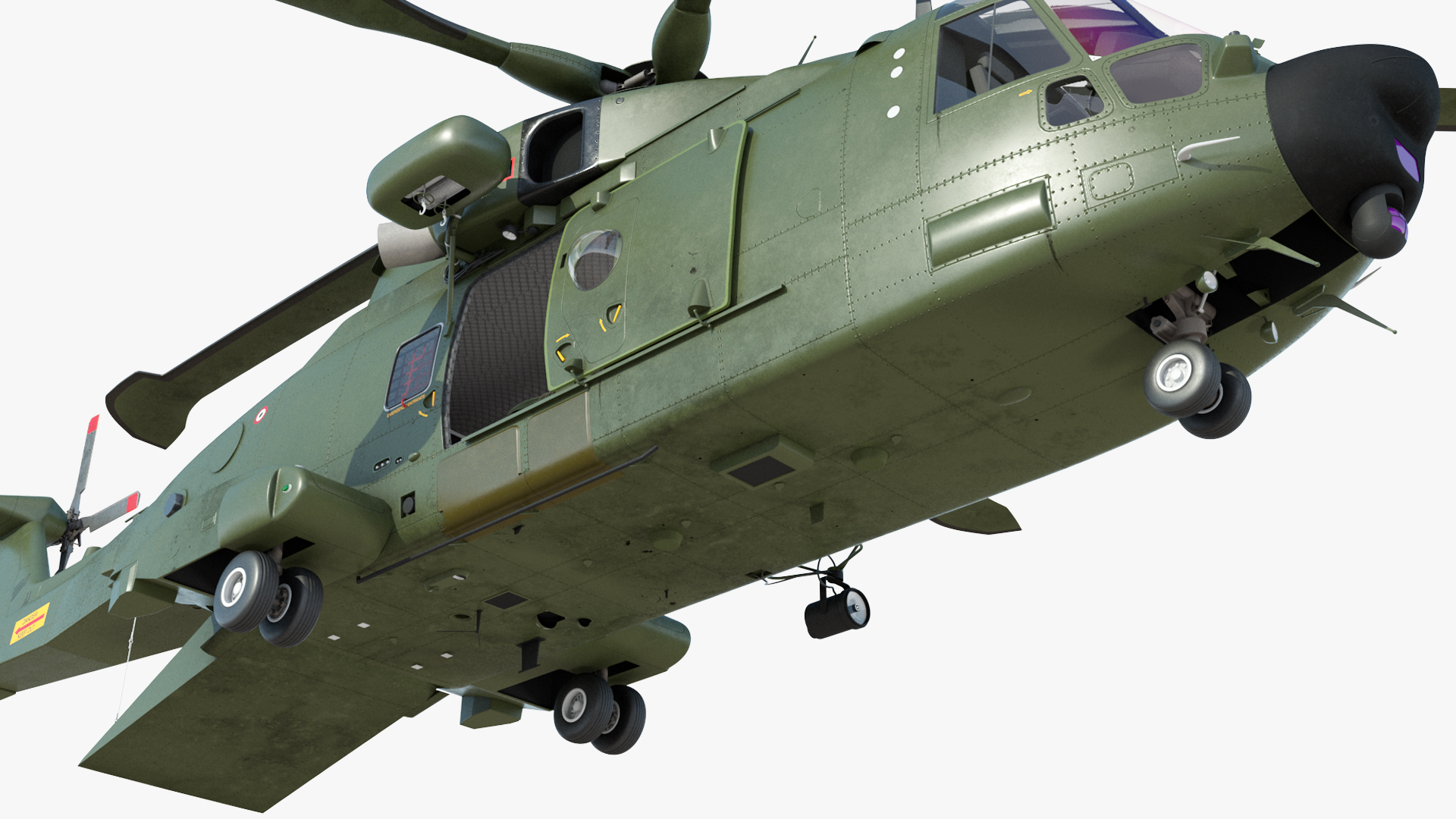 3D model AgustaWestland AW101 Merlin Royal Air Force with Cargo Bag Rigged