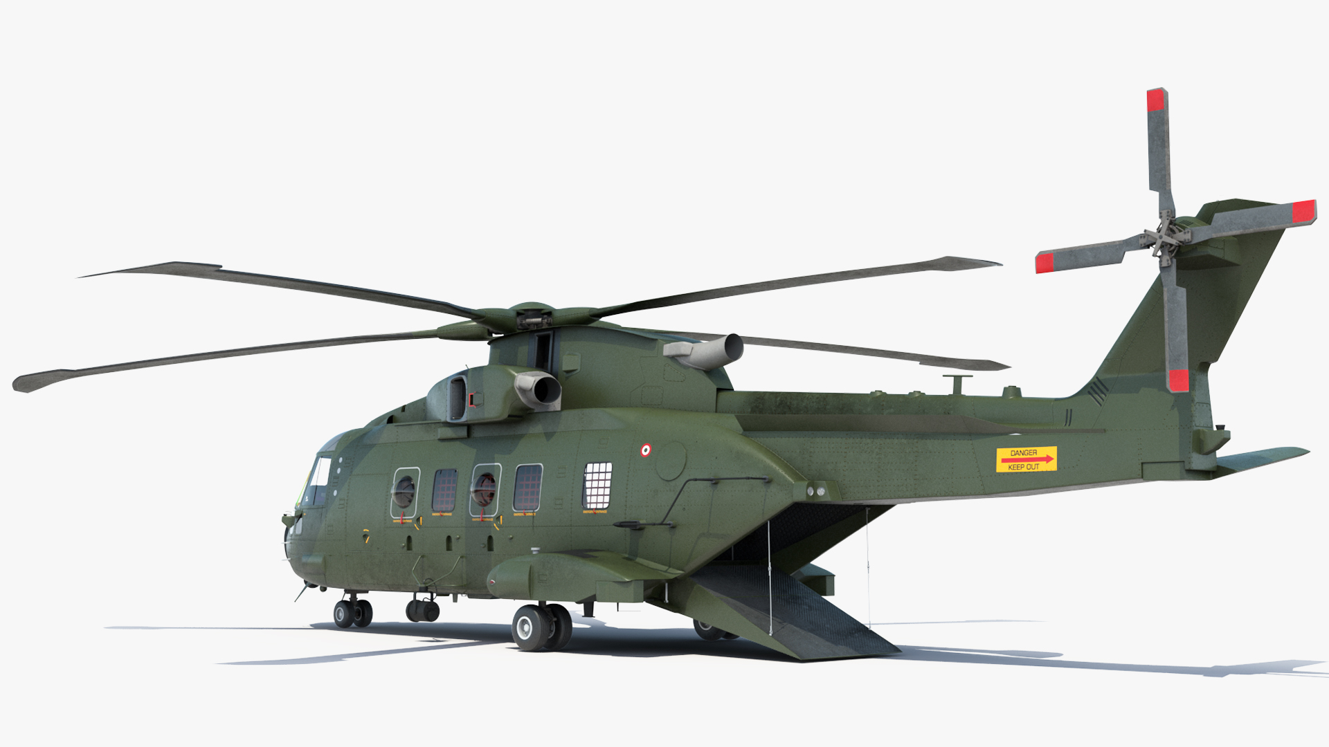 3D model AgustaWestland AW101 Merlin Royal Air Force with Cargo Bag Rigged
